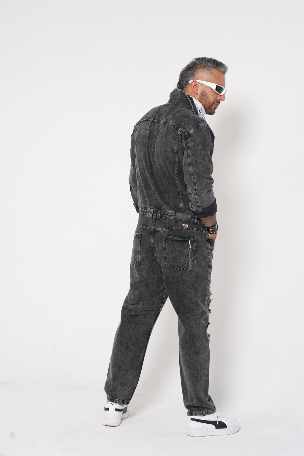 Overol para Hombre - Enterizo Denim Gris Estilo Urbano (JumpSuite)