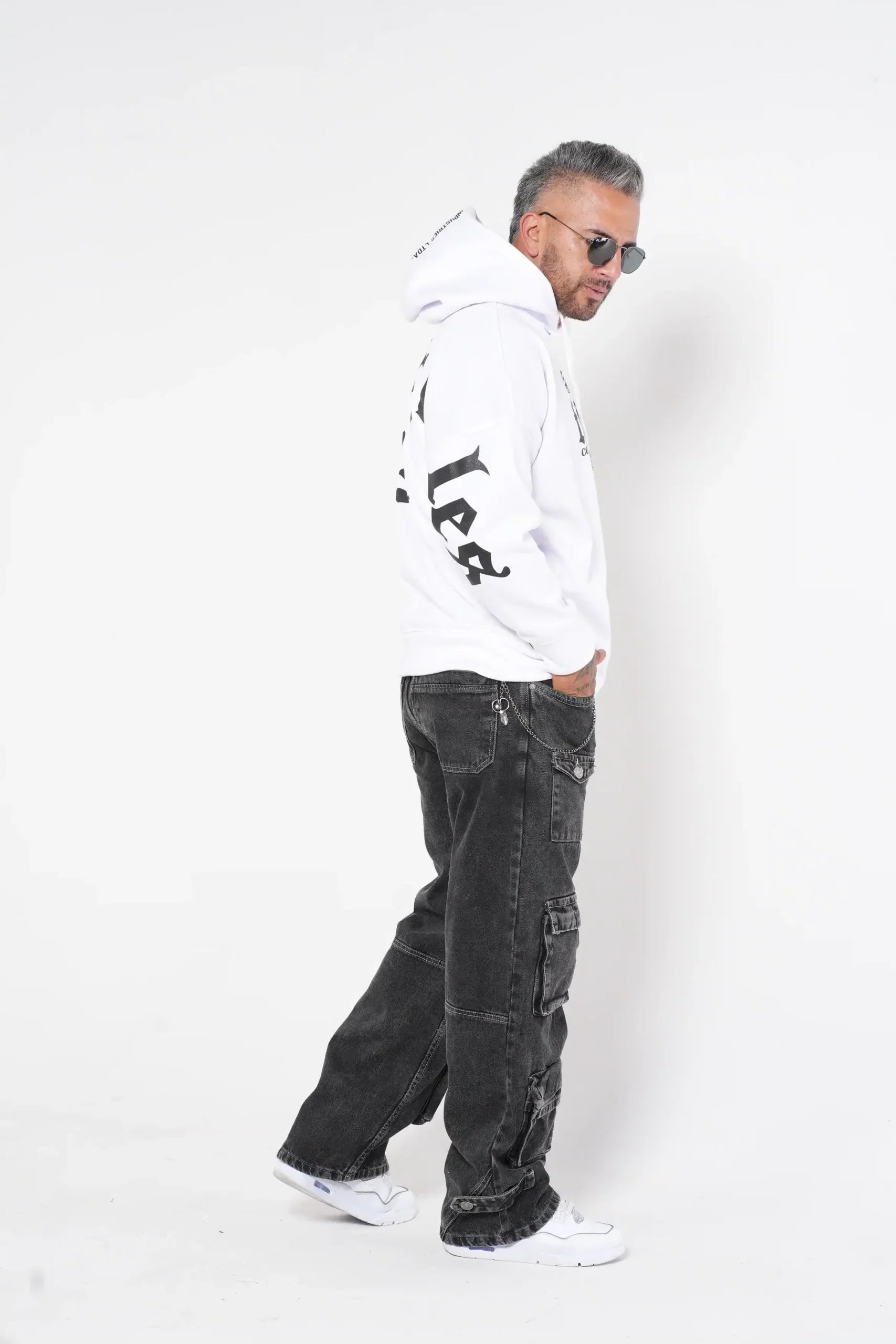 Buzo Hoodie blanco con Capucha y Estampado "Colombian Feeling"