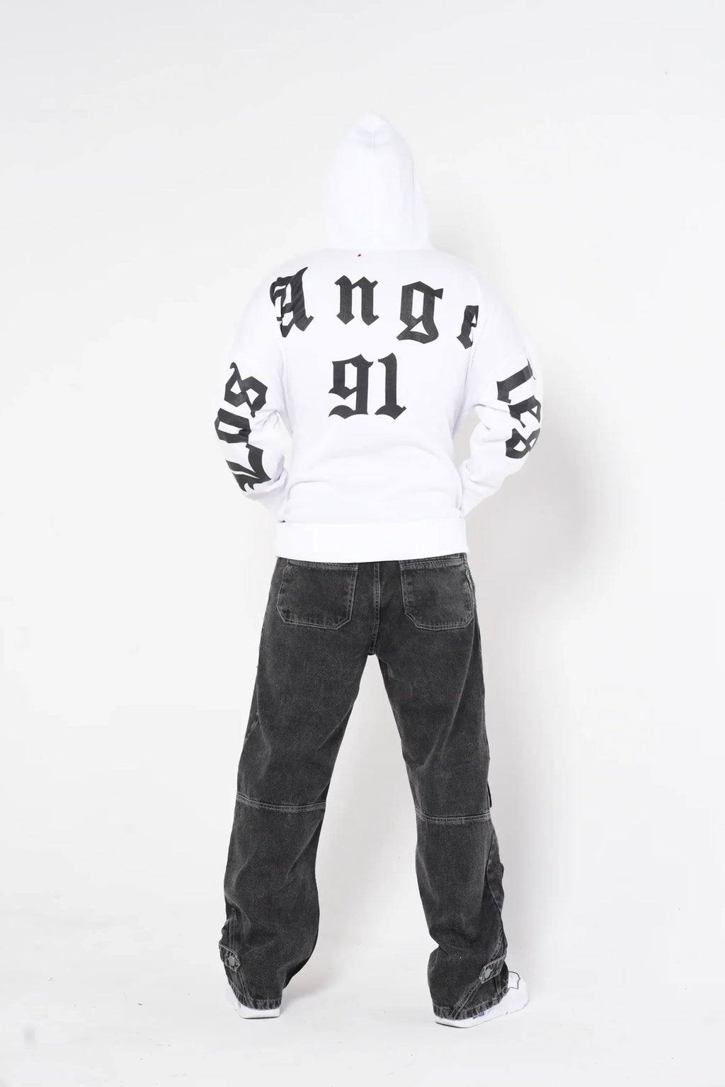 Pantalón Cargo Denim gris oscuro Lavado con Múltiples Bolsillos
