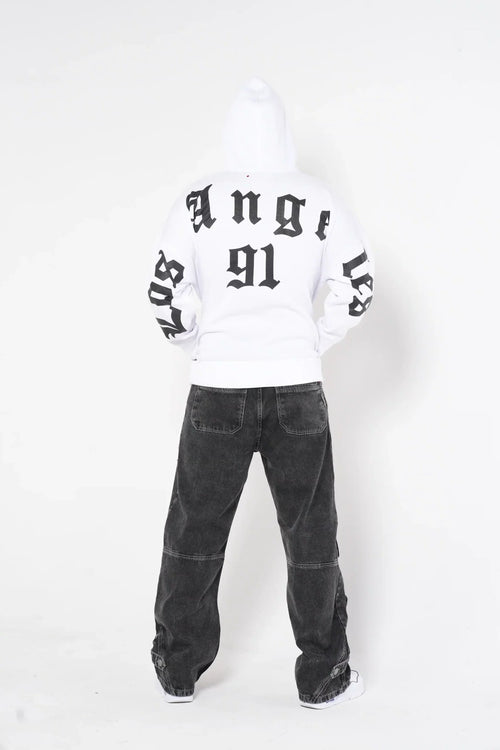 Buzo Hoodie blanco con Capucha y Estampado "Colombian Feeling"