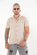 Camisa beige Manga Corta Tejido Waffle - Estilo Casual Urbano