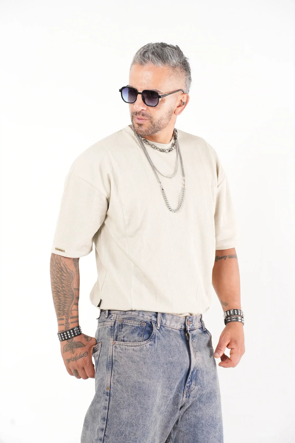 Camiseta Oversize Texturizada Beige - Estilo Minimalista Urbano
