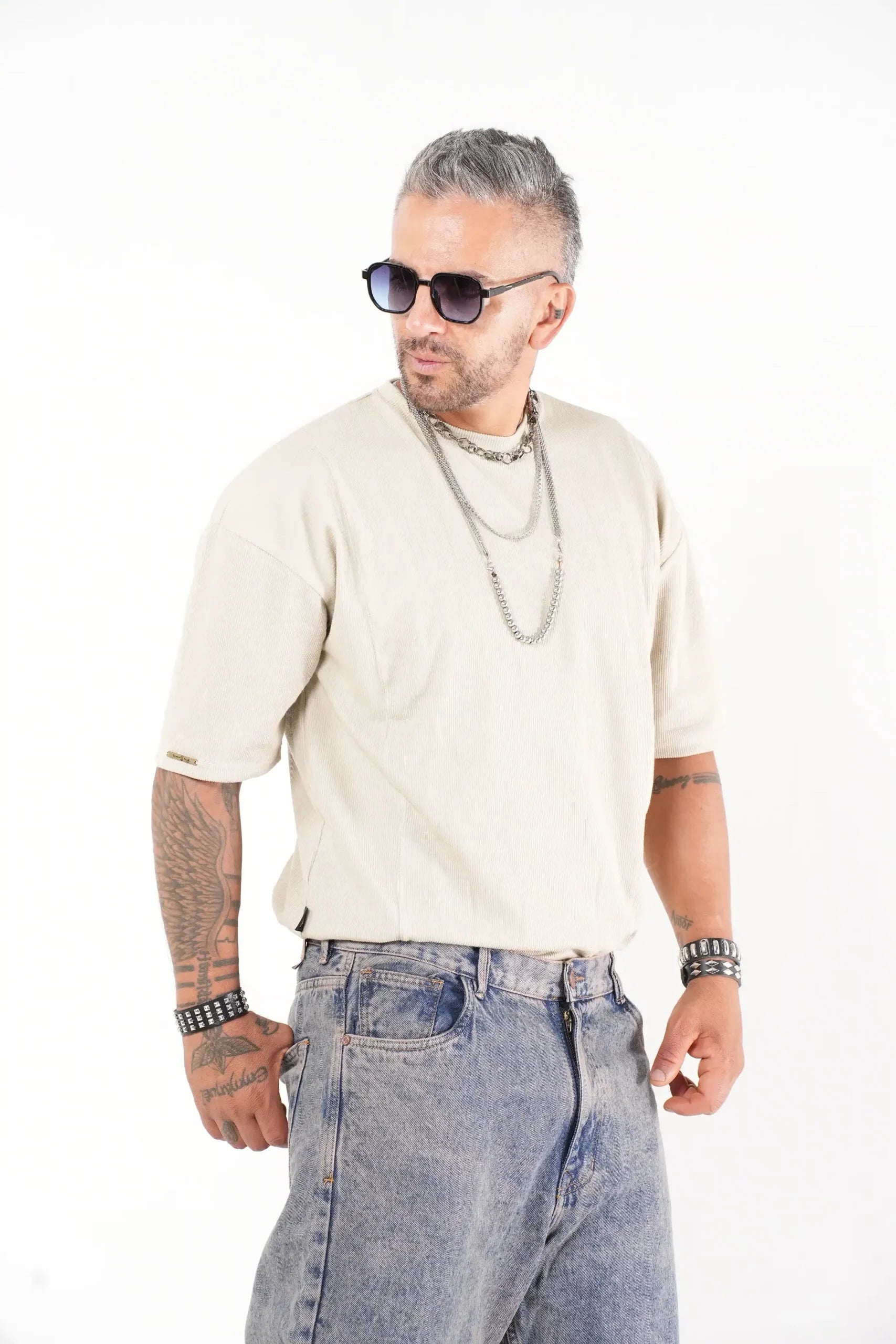 Camiseta Oversize Texturizada Beige - Estilo Minimalista Urbano