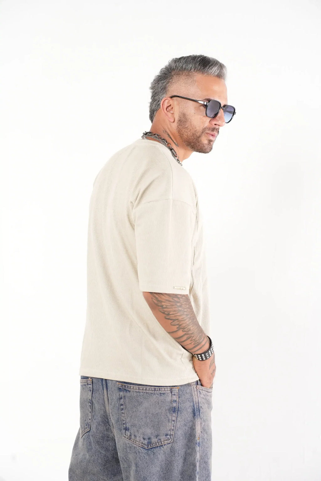 Camiseta Oversize Texturizada Beige - Estilo Minimalista Urbano