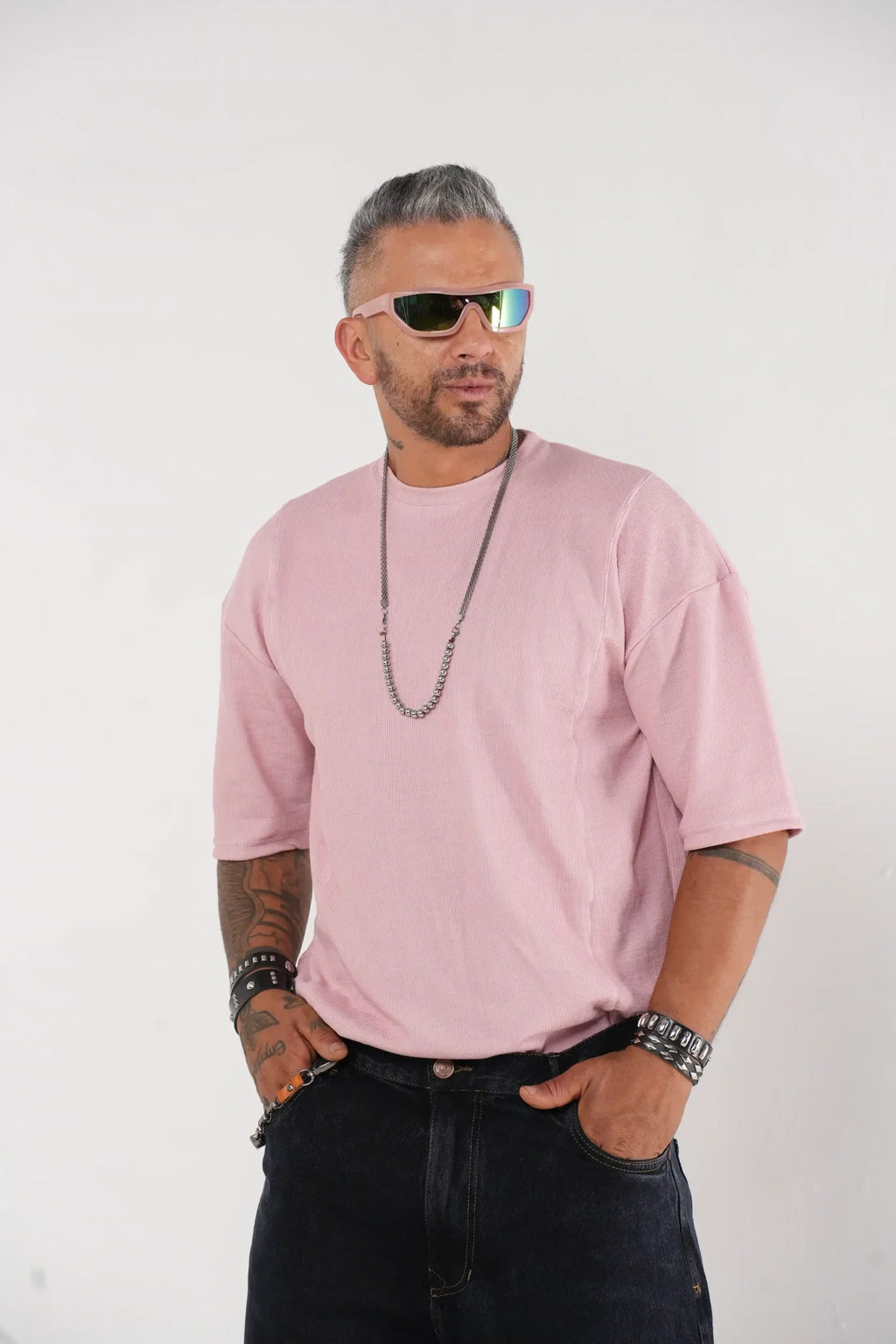 Camiseta Oversize Texturizada rosada - Estilo Minimalista Urbano