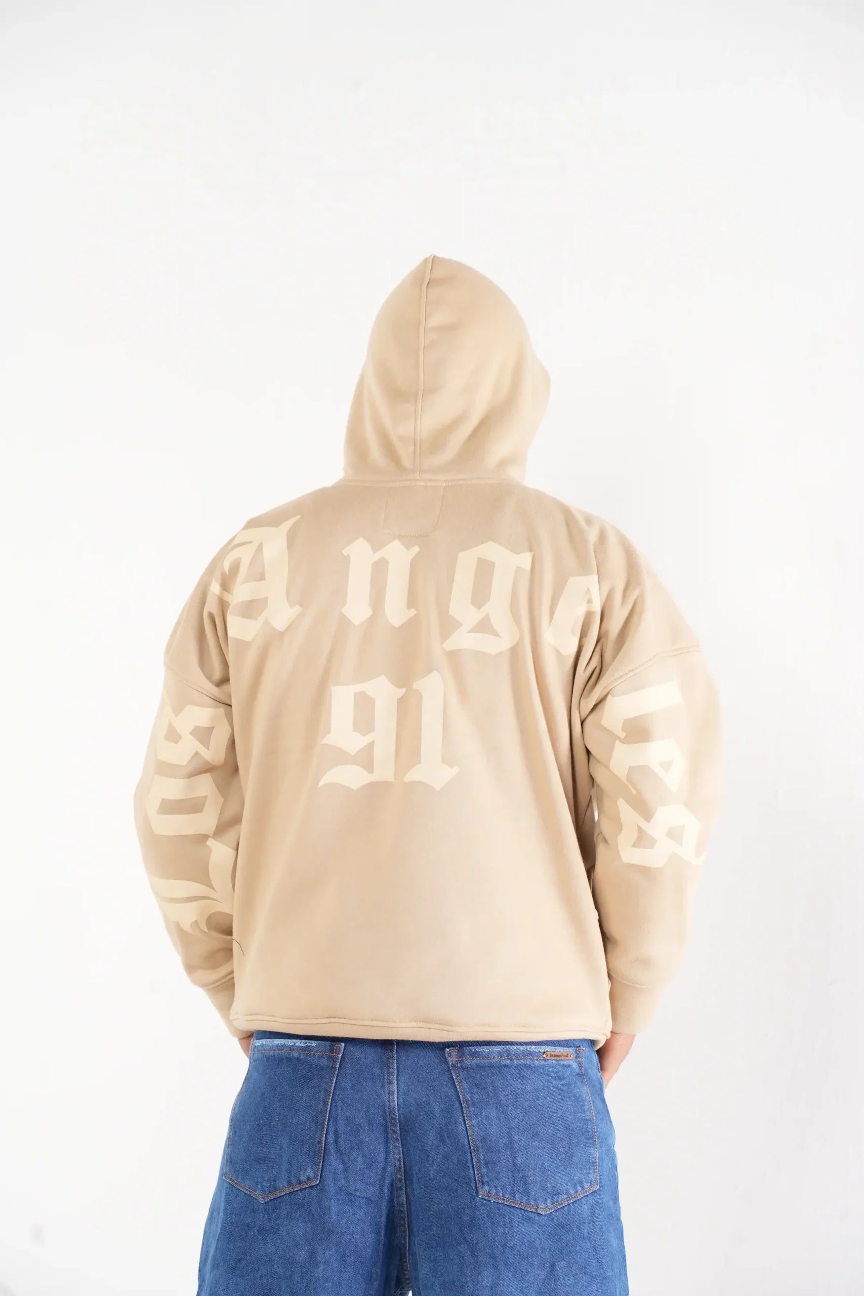 Buzo Hoodie beige con Capucha y Estampado "Colombian Feeling"