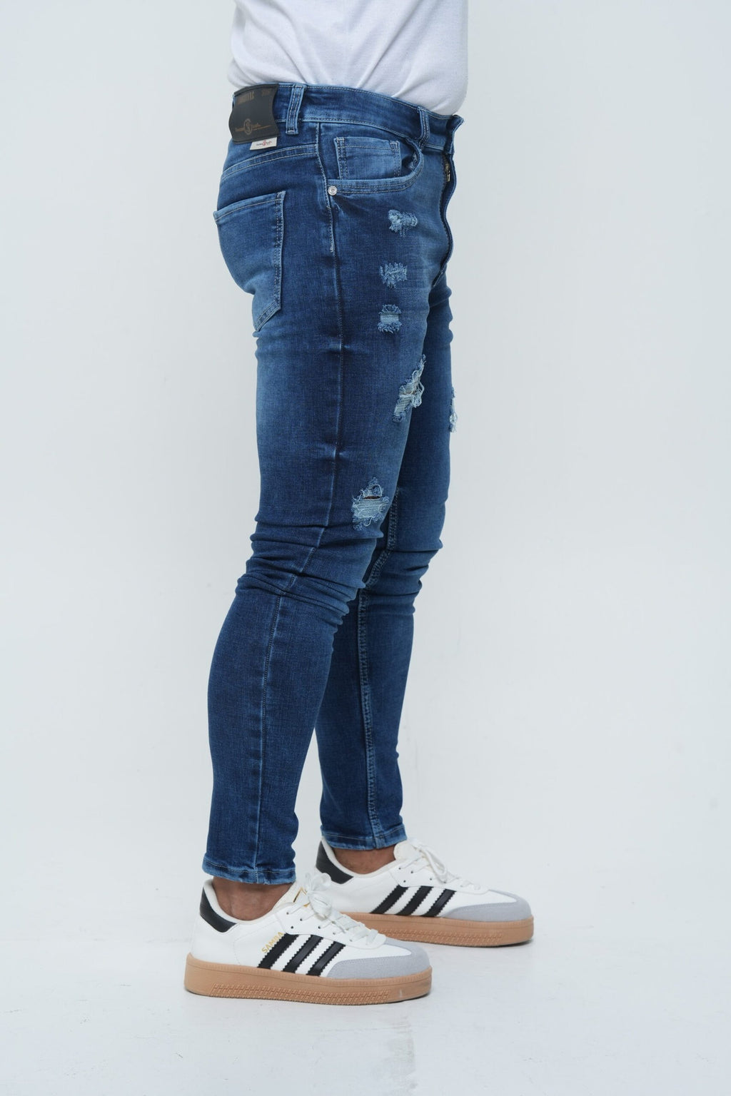 Jeans Hombre Slim Fit Tono Stone - Rotos (Ripped)