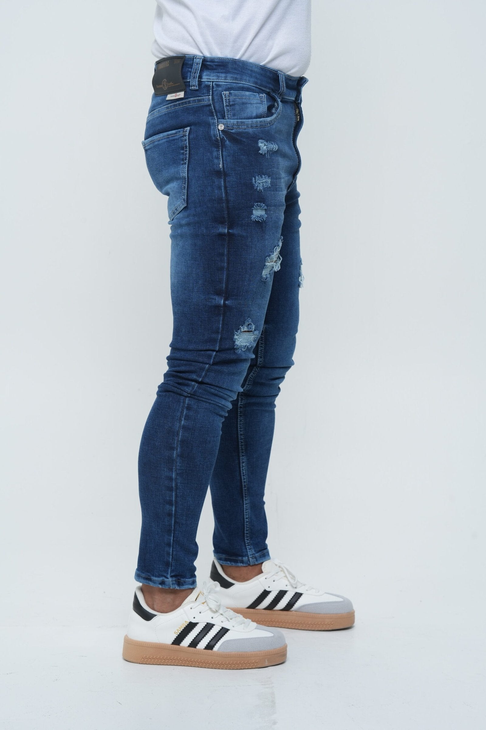 Jeans Hombre Slim Fit Tono Stone - Rotos (Ripped)