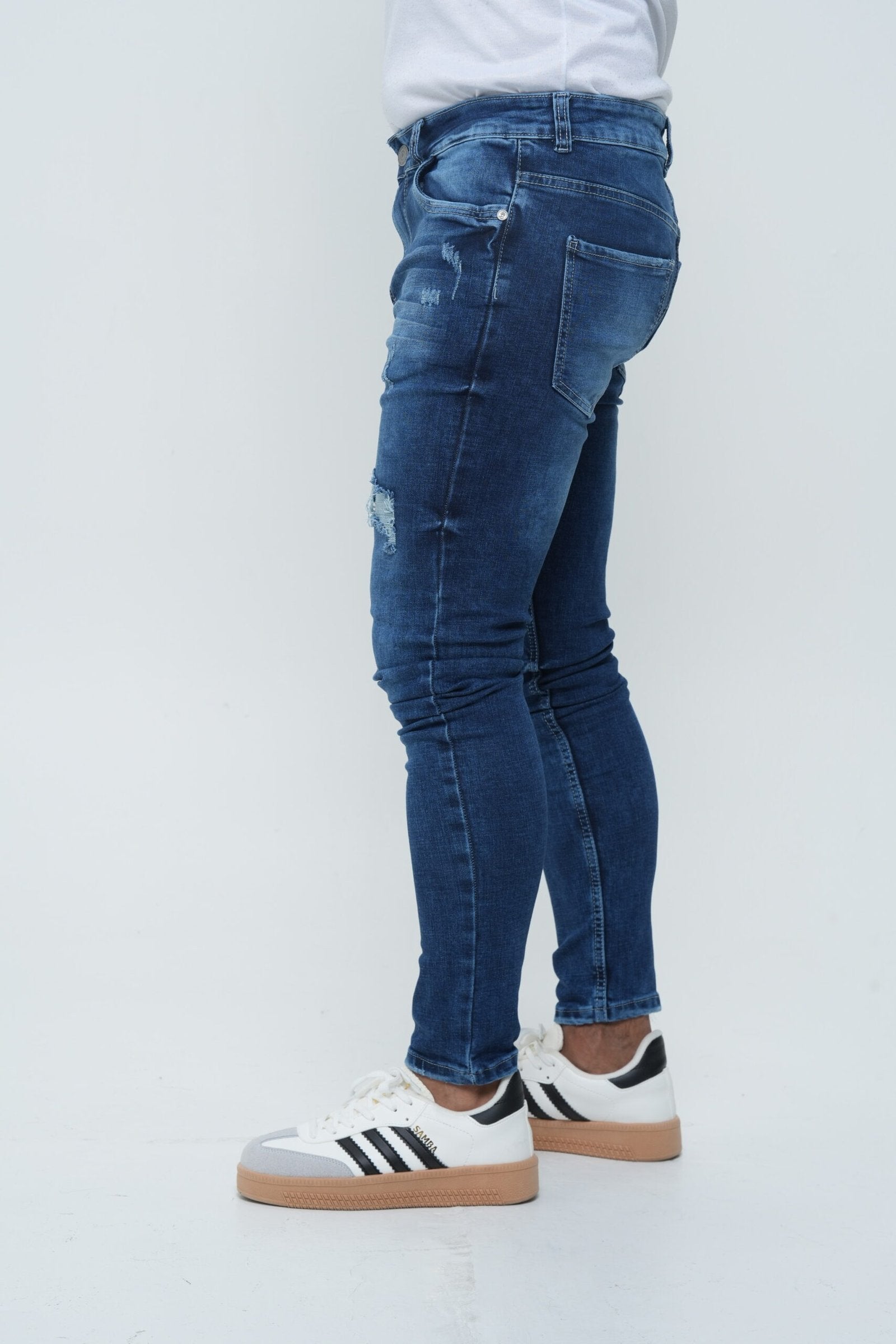 Jeans Hombre Slim Fit Tono Stone - Rotos (Ripped)