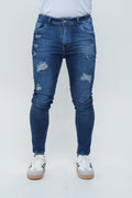 Jeans Hombre Slim Fit Tono Stone - Rotos (Ripped)