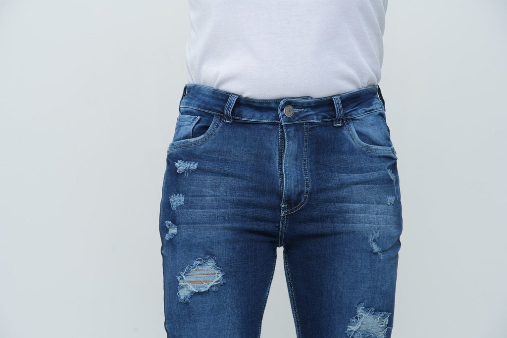 Jeans Hombre Slim Fit Tono Stone - Rotos (Ripped)