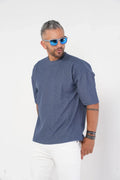 Camiseta Oversize Texturizada azul oscuro - Estilo Minimalista Urbano