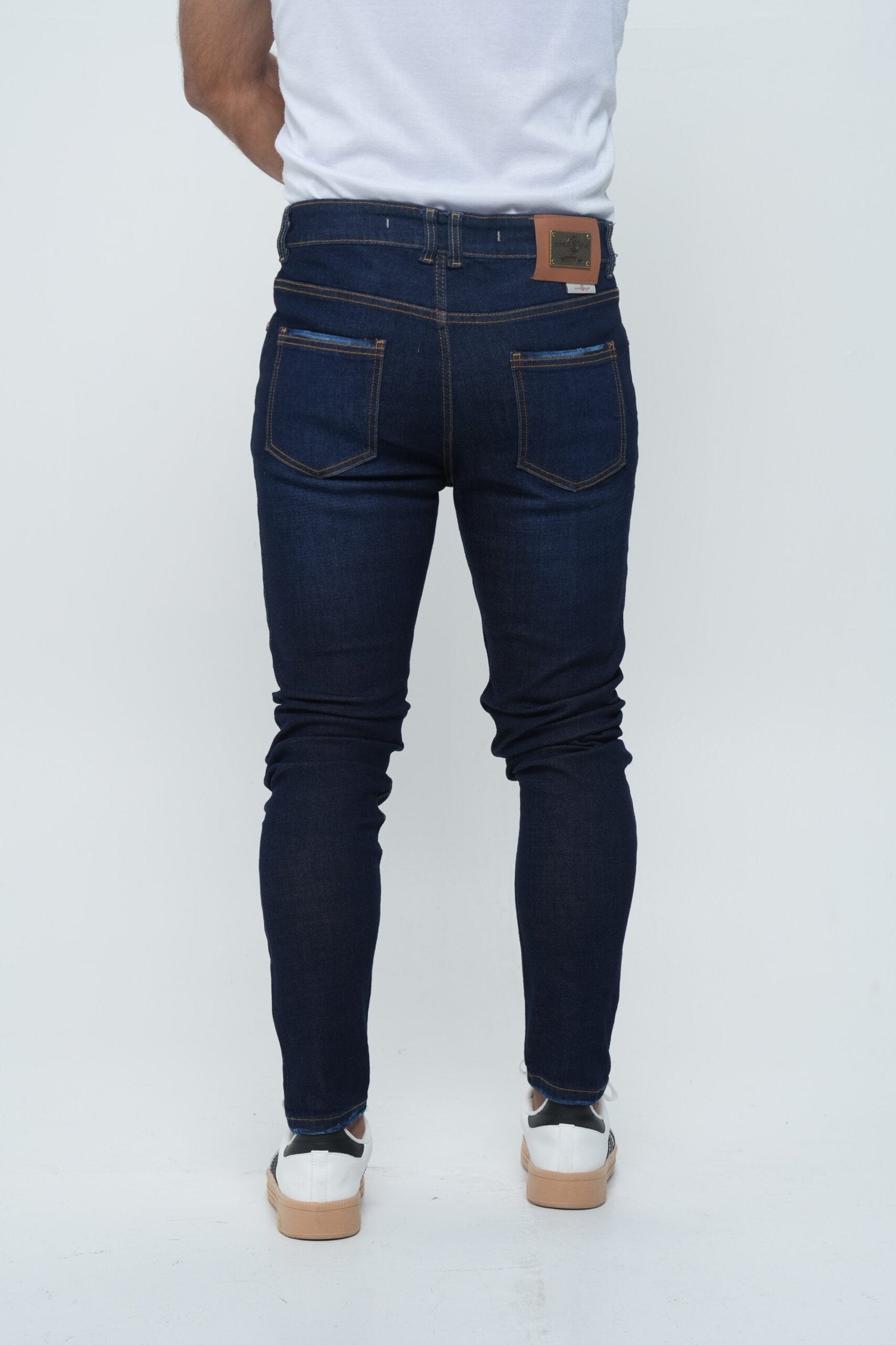 Jeans Hombre Slim Fit Tono Azul Industrial - Tela Stretch con Micro-Roturas