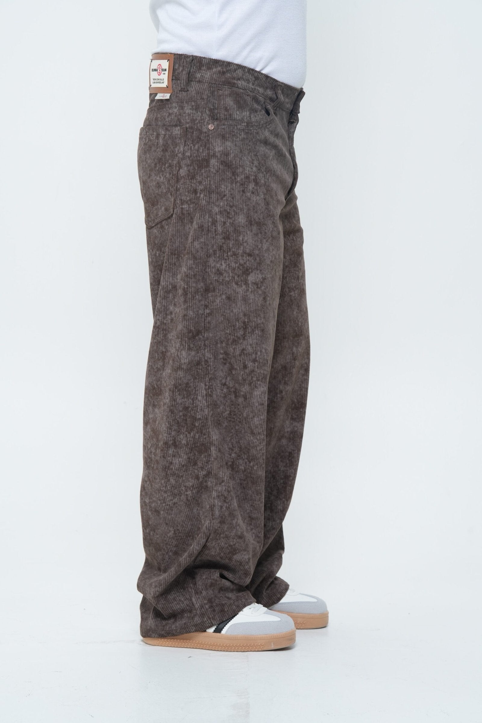 Pantalón Pana Baggy Café Vintage  - Corduroy Ancho Texturizado