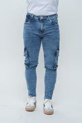 Jeans Cargo Hombre Slim Fit -  (Stone medio) con Bolsillos