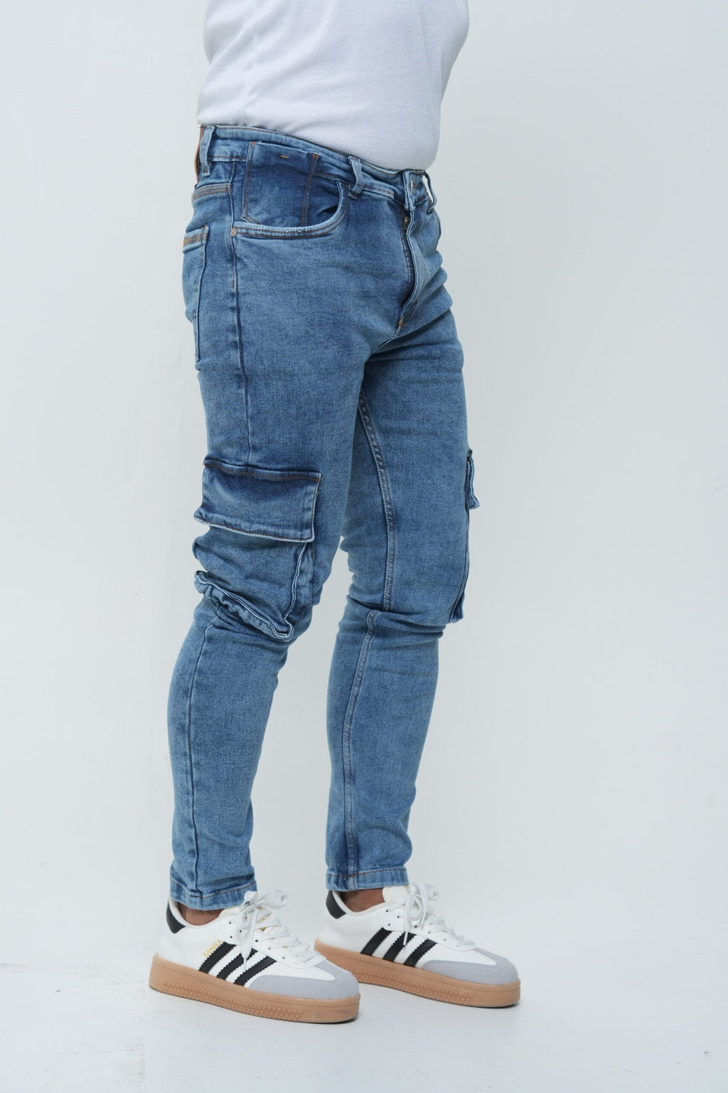 Jeans Cargo Hombre Slim Fit -  (Stone medio) con Bolsillos