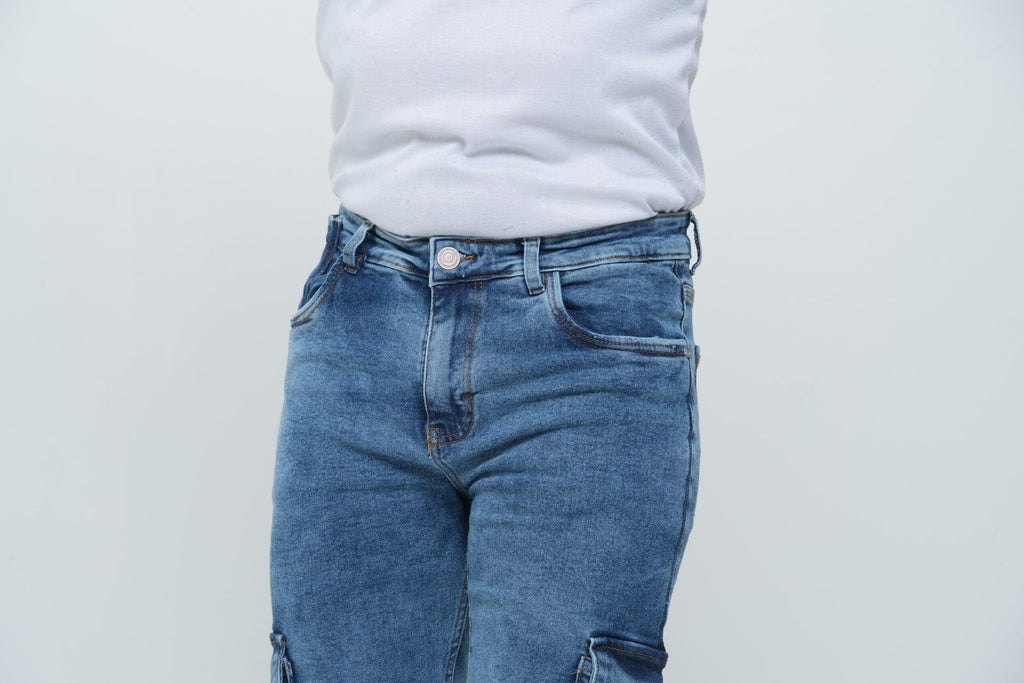 Jeans Cargo Hombre Slim Fit -  (Stone medio) con Bolsillos
