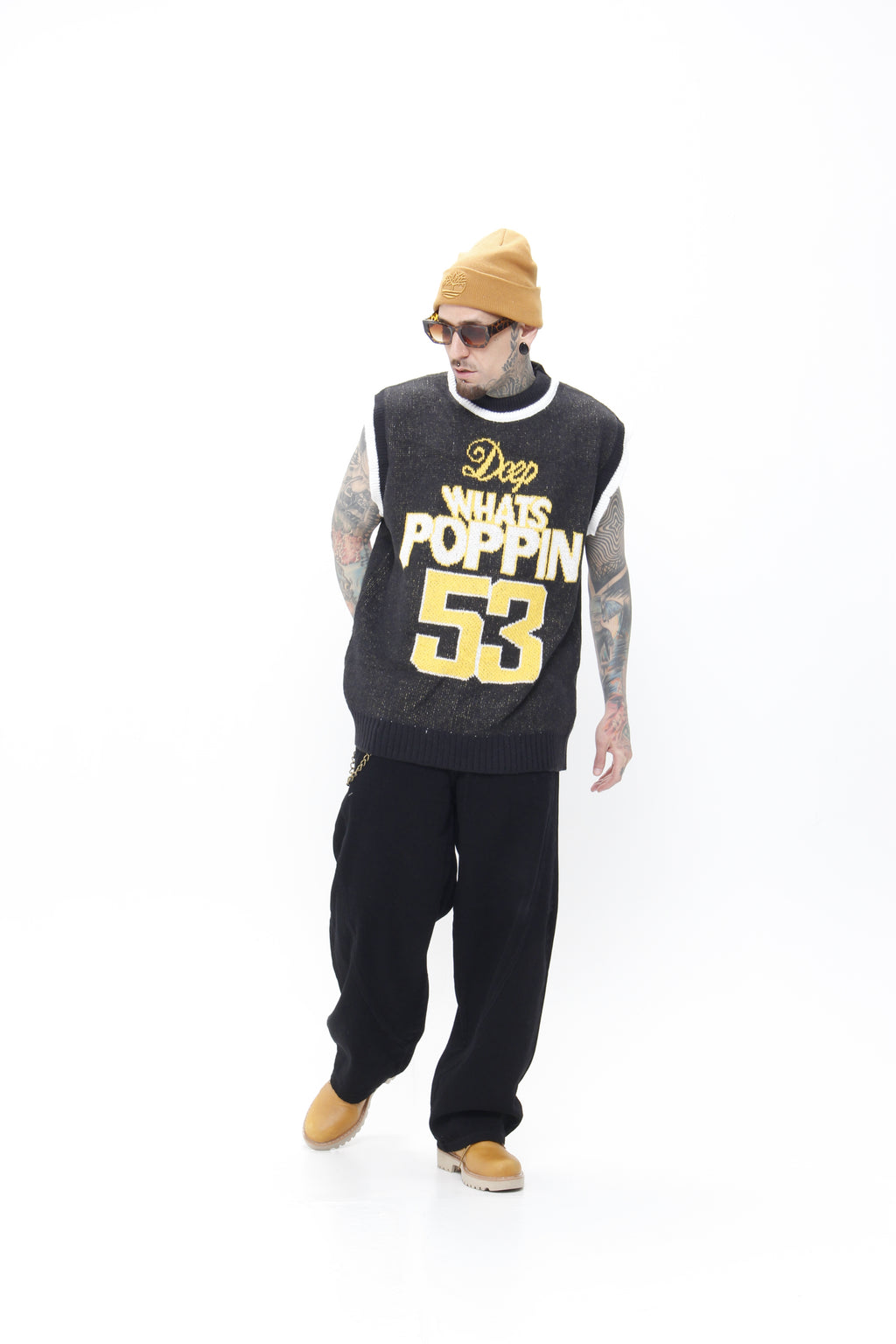 Chaleco de Punto Oversize "Whats Poppin" –  Streetwear Estilo Hip-Hop & Y2K