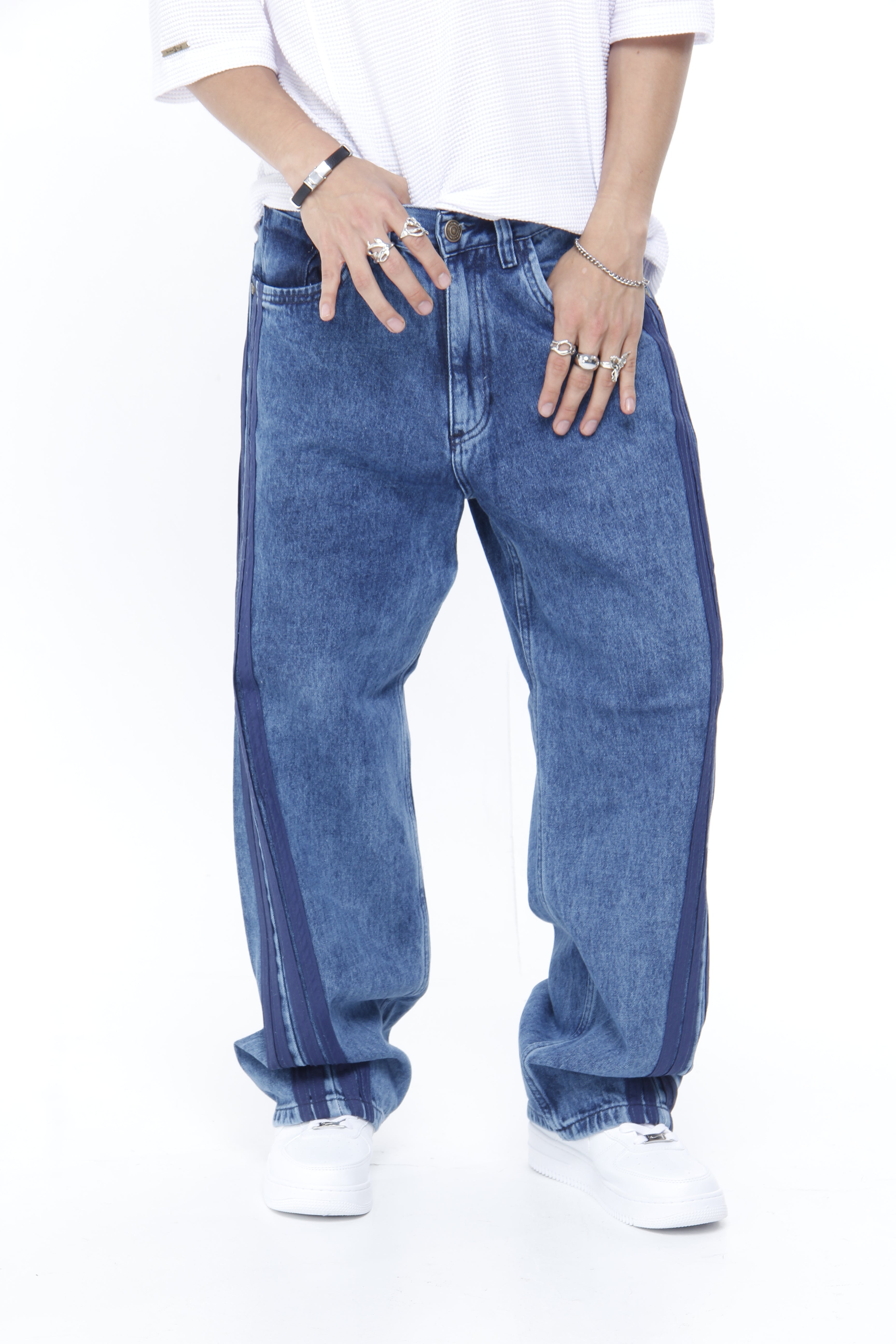 Jean Baggy para Hombre con Franjas Laterales