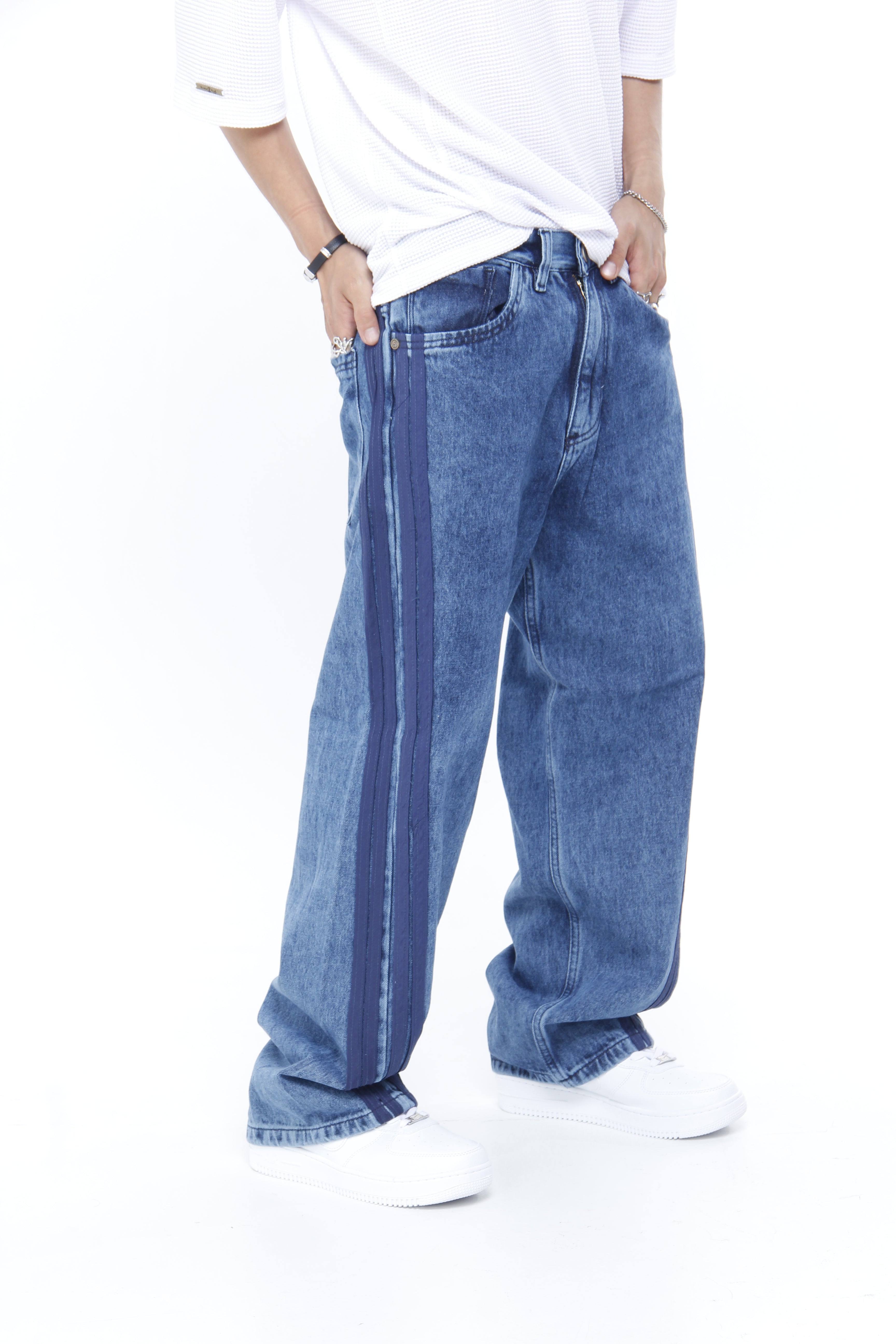 Jean Baggy para Hombre con Franjas Laterales