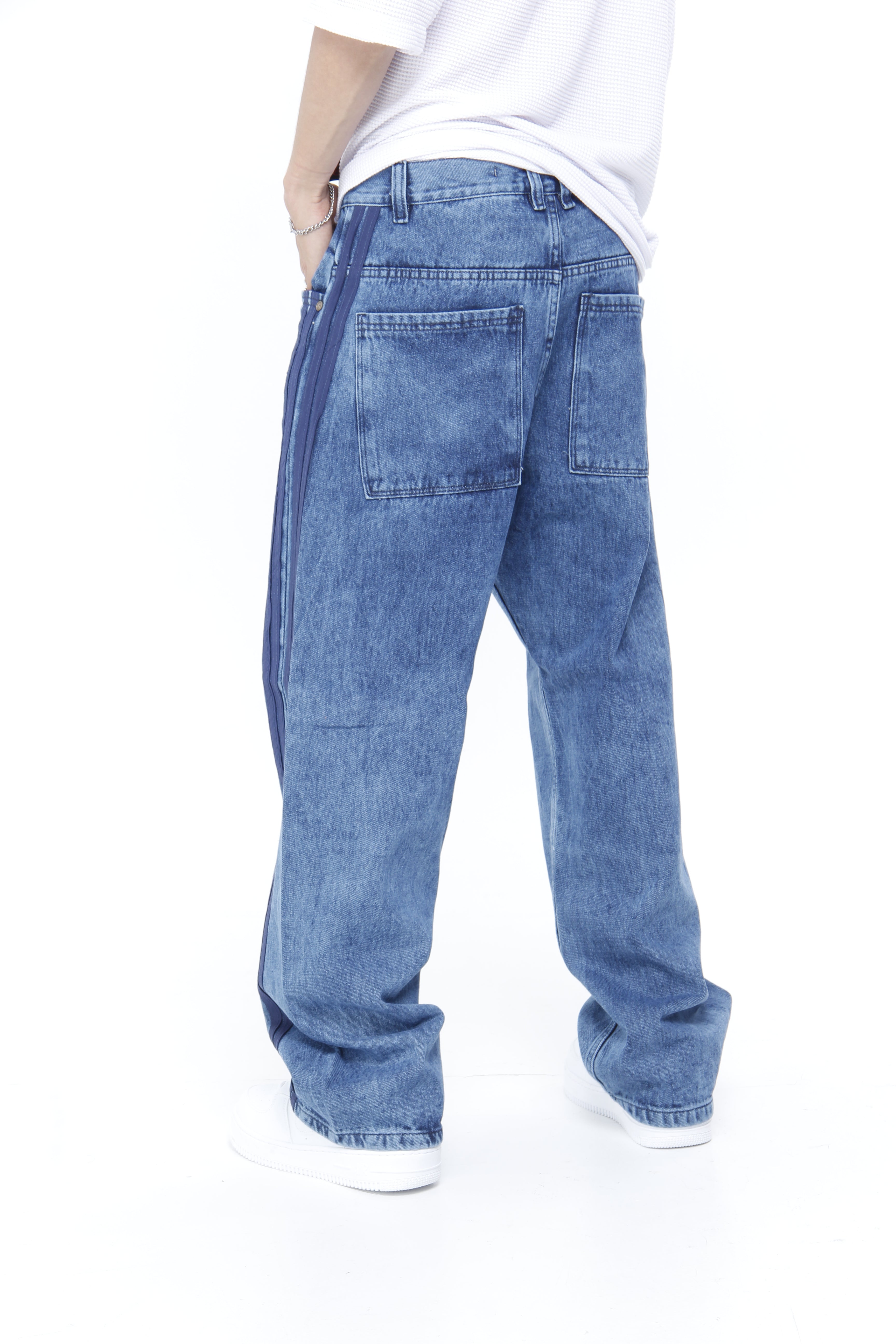 Jean Baggy para Hombre con Franjas Laterales