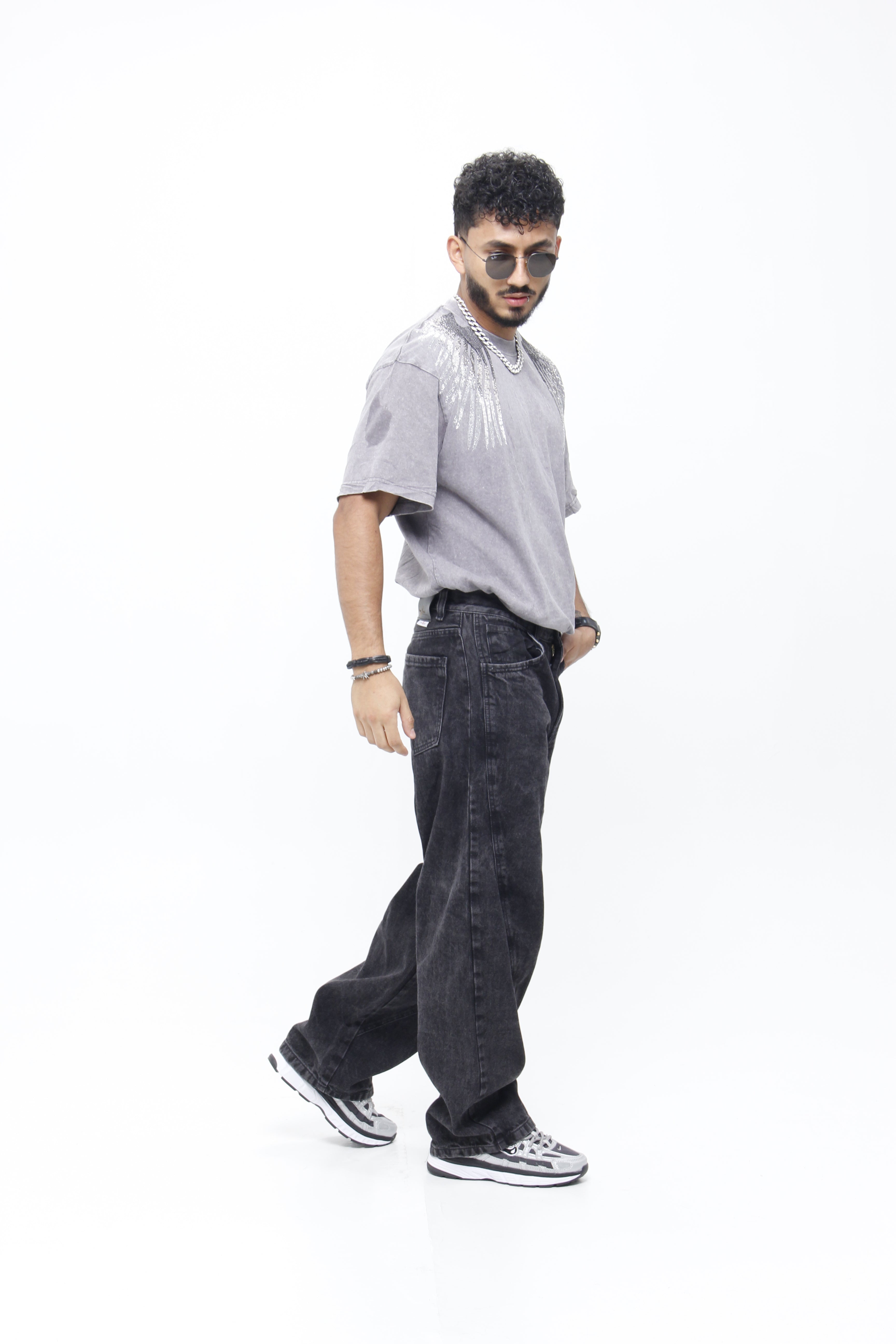Jeans Super Baggy Negro Lavado