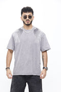 Camiseta Oversize Gris Acid Wash con piedras de Alas –  Urbana Estilo Vintage Grunge