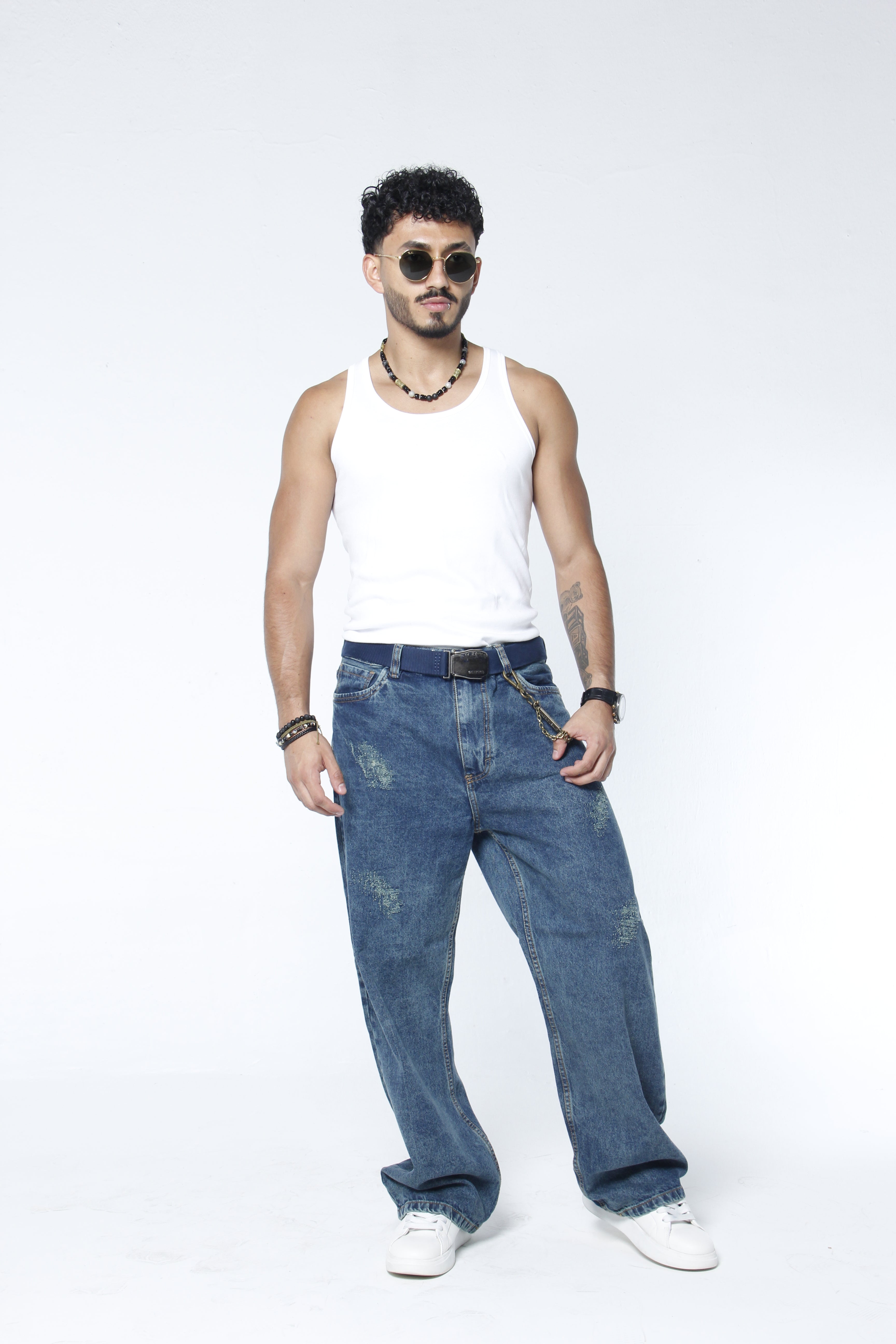Jeans Hombre Trendy Fit Tono Índigo Violeta - Azul Dirty