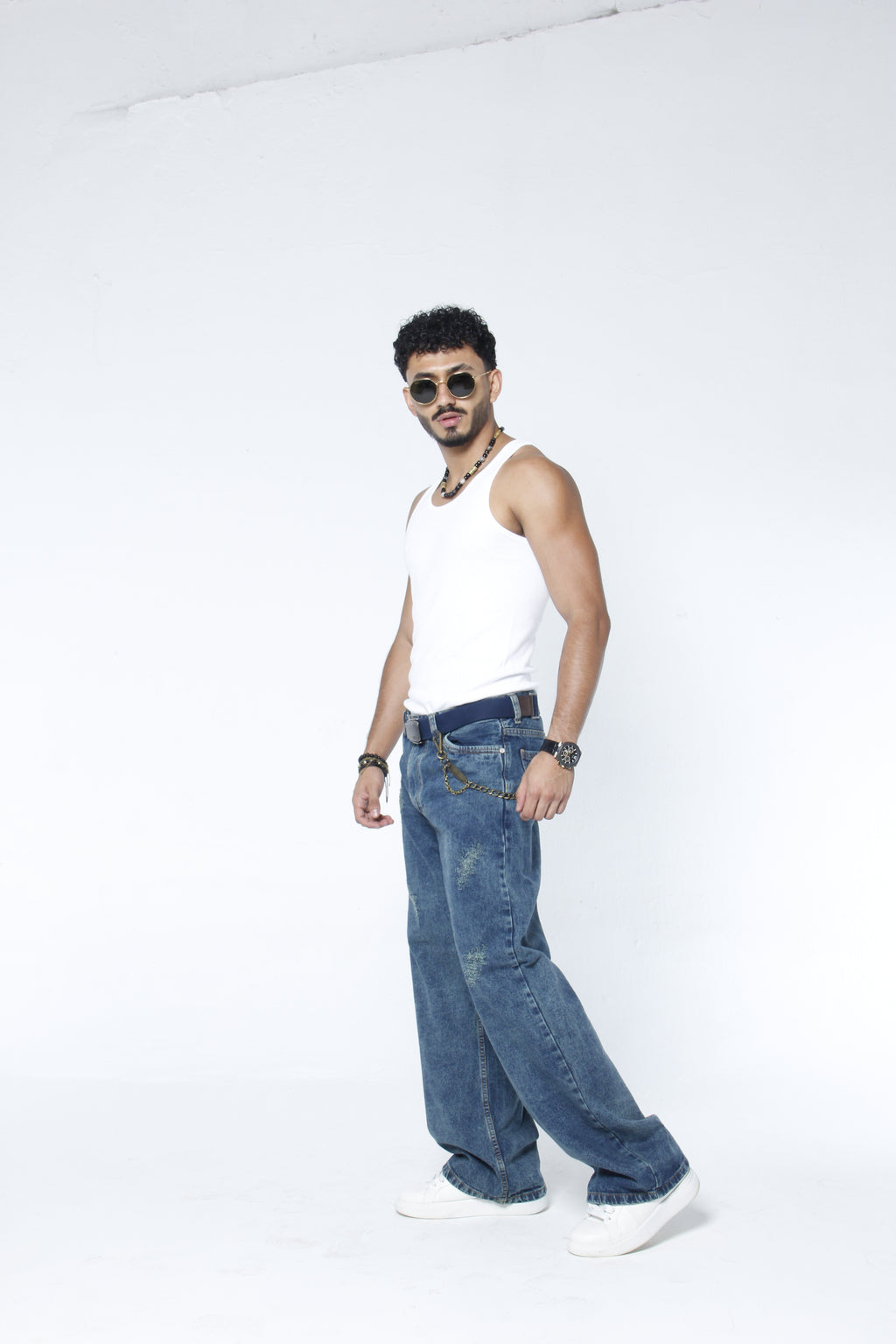 Jeans Hombre Trendy Fit Tono Índigo Violeta - Azul Dirty