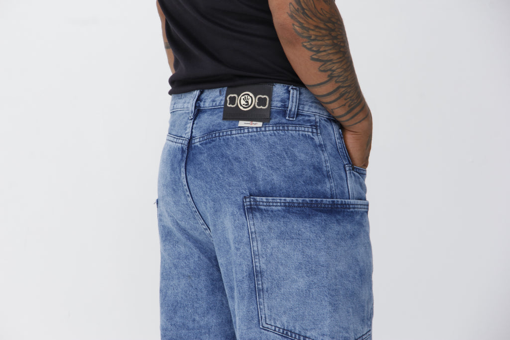 Jean Super Baggy Unisex Cargo Azul Medio | Denim Oversize Streetwear