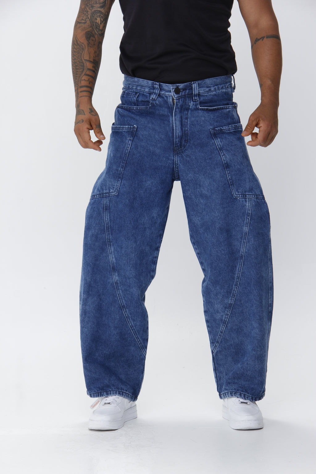 Jean Super Baggy Unisex Cargo Azul Medio | Denim Oversize Streetwear