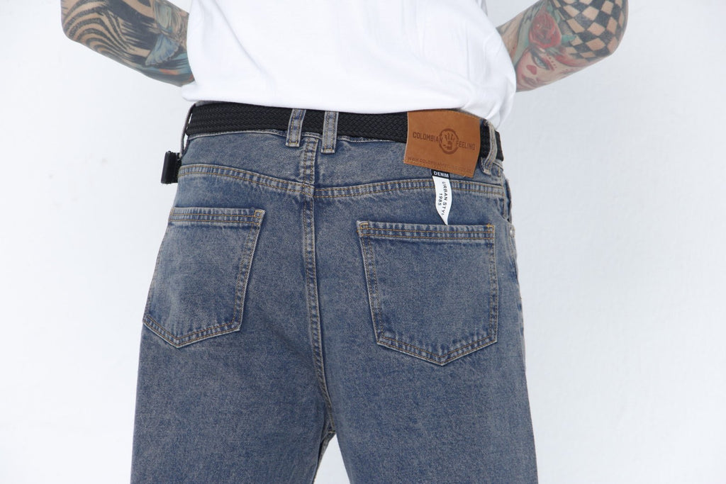 Jeans Hombre Trendy Fit Tono Índigo Violeta - Azul Dirty