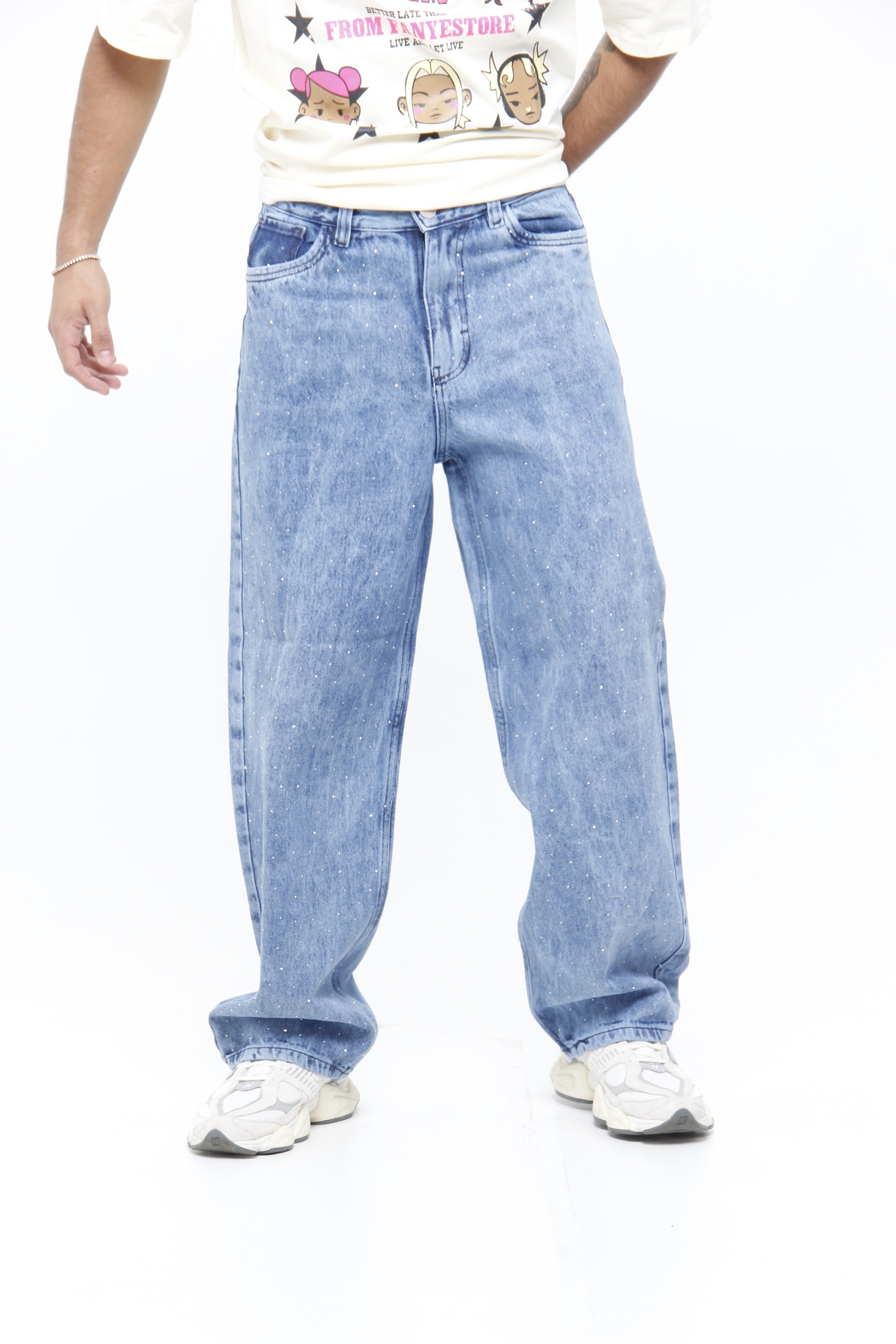 Jeans Super Baggy con Piedras