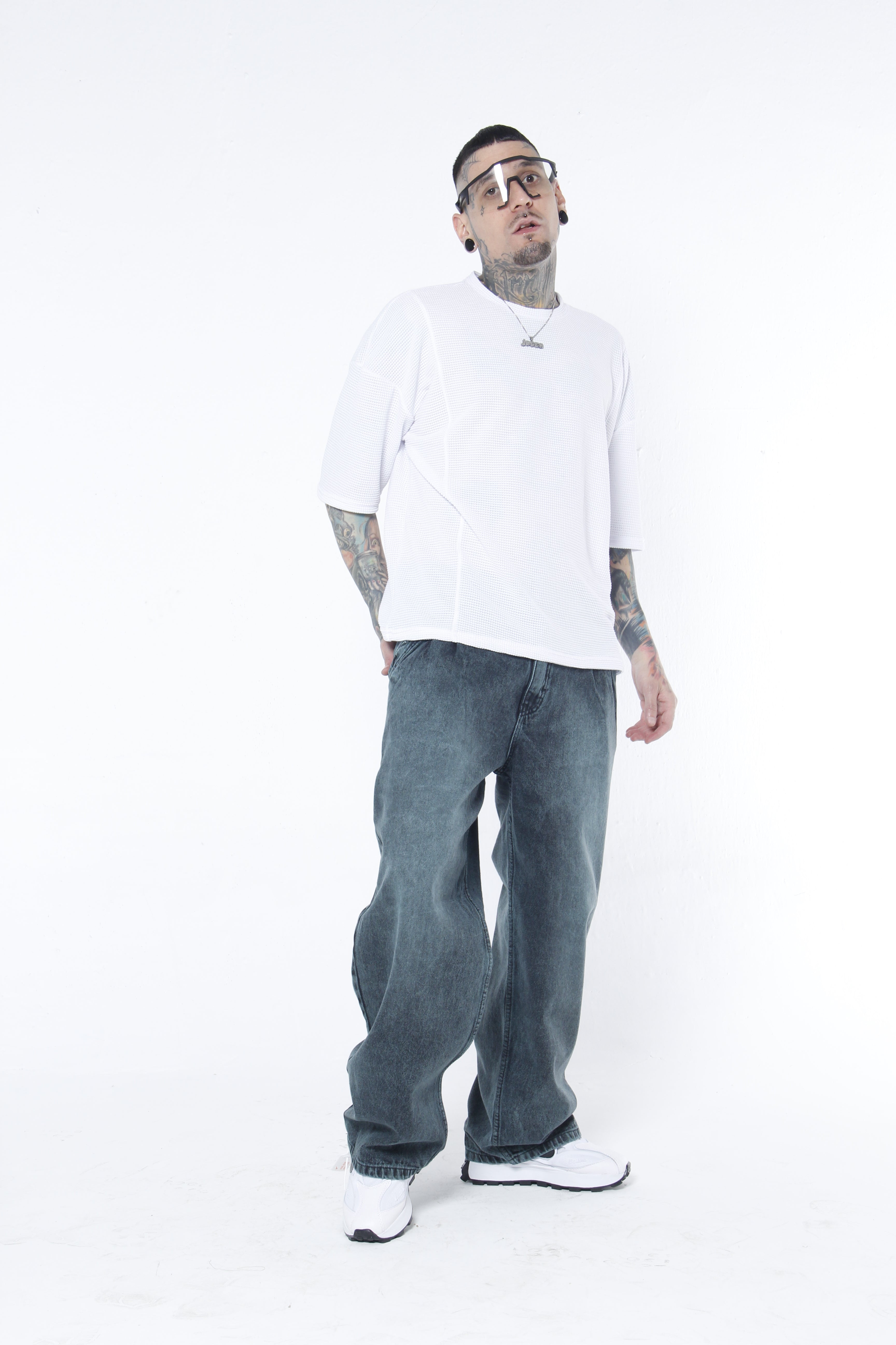 Jean Super Baggy Hombre Negro Desgastado - Verde Petróleo | Denim Oversize