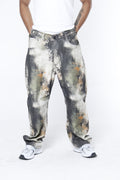 Pantalón Super Baggy Hombre en Pana con Abstracto multicolor