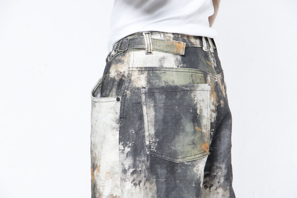 Pantalón Super Baggy Hombre en Pana con Abstracto multicolor