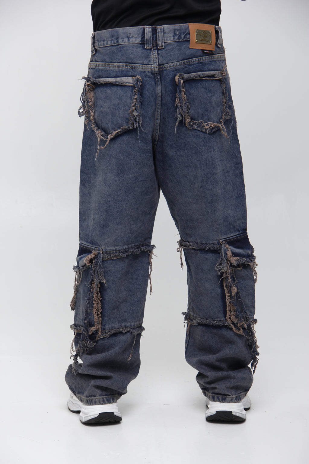 Jean Super Baggy Azul con Paneles Deshilachados - Estilo Grunge Urbano