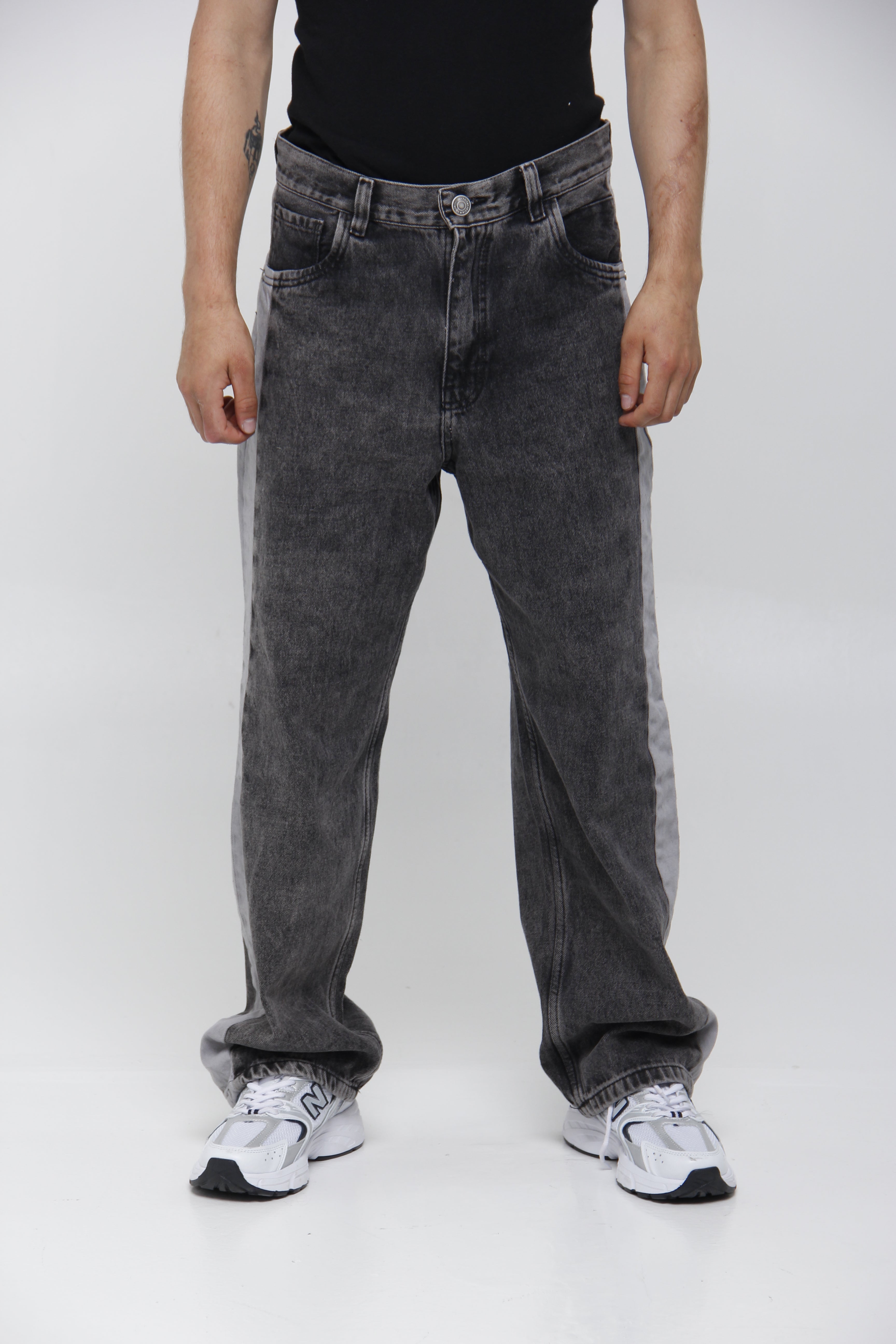 Jean Baggy Gris con Franja Lateral para Hombre - Estilo Urbano