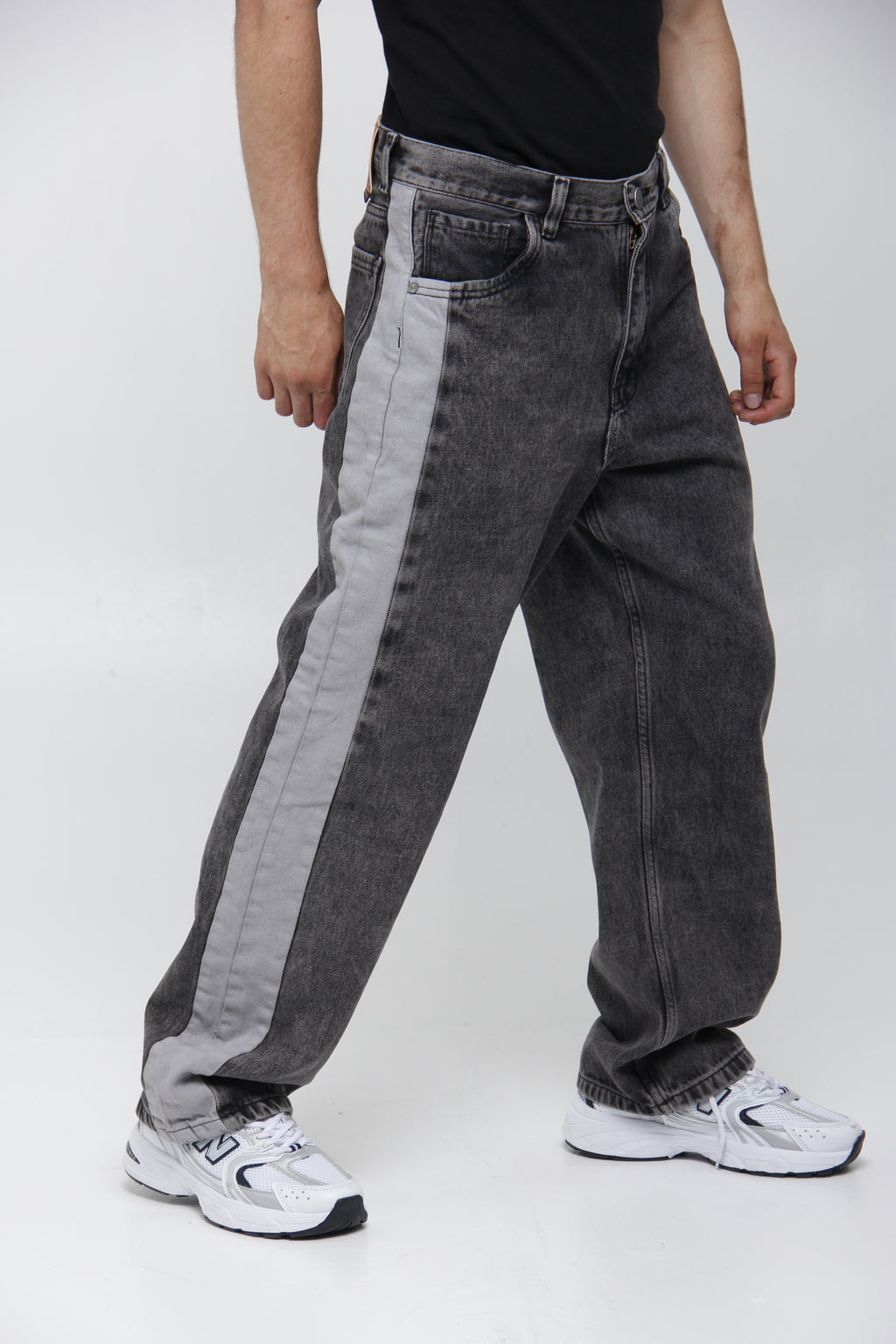 Jean Baggy Gris con Franja Lateral para Hombre - Estilo Urbano