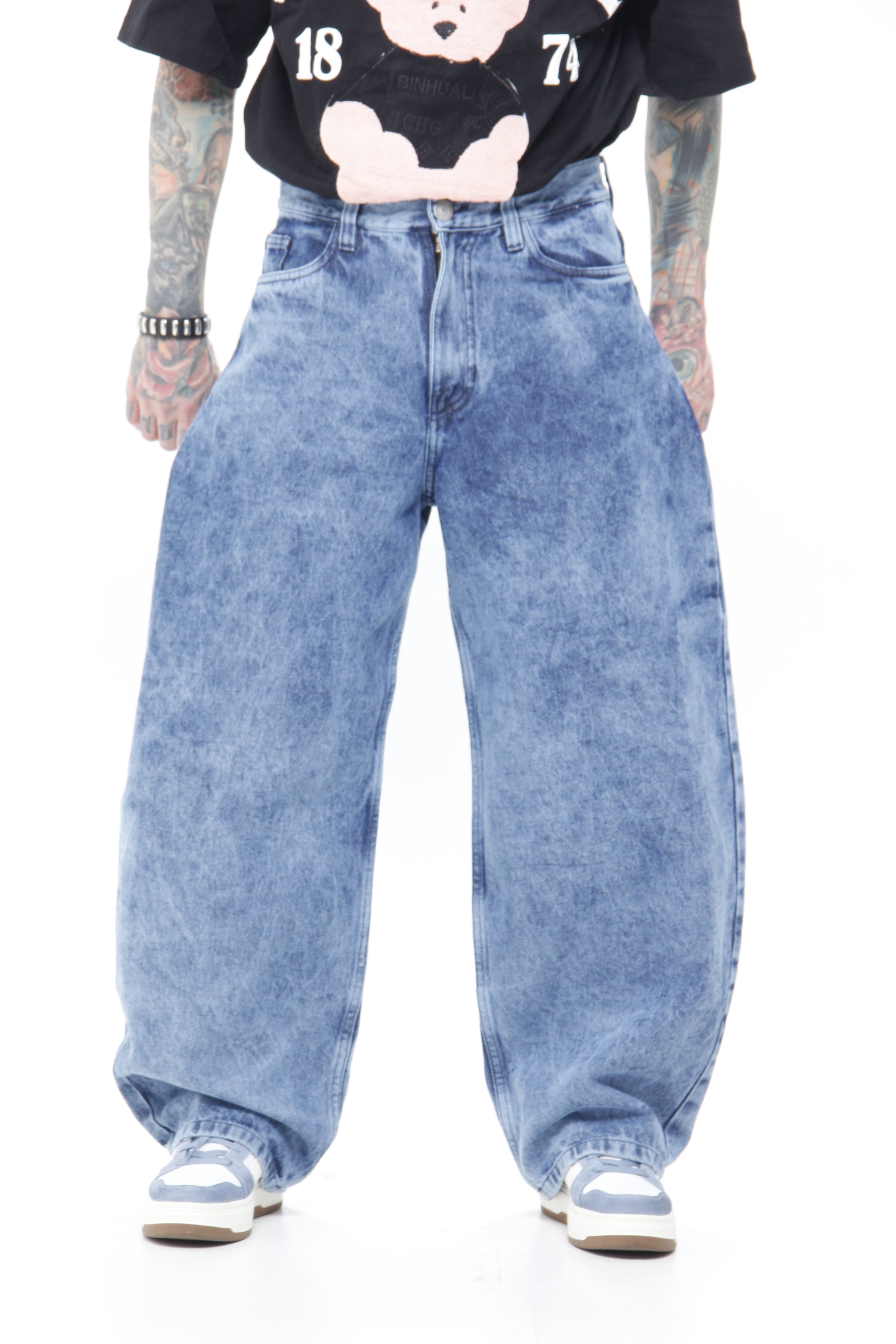 Jeans Barrel Fit Blue Denim