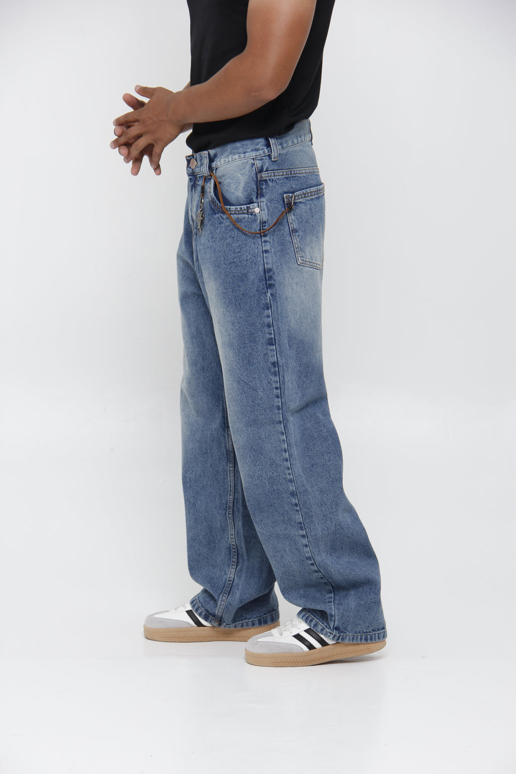 Jean Azul Acid Wash para Hombre - Corte Relaxed Fit Recto