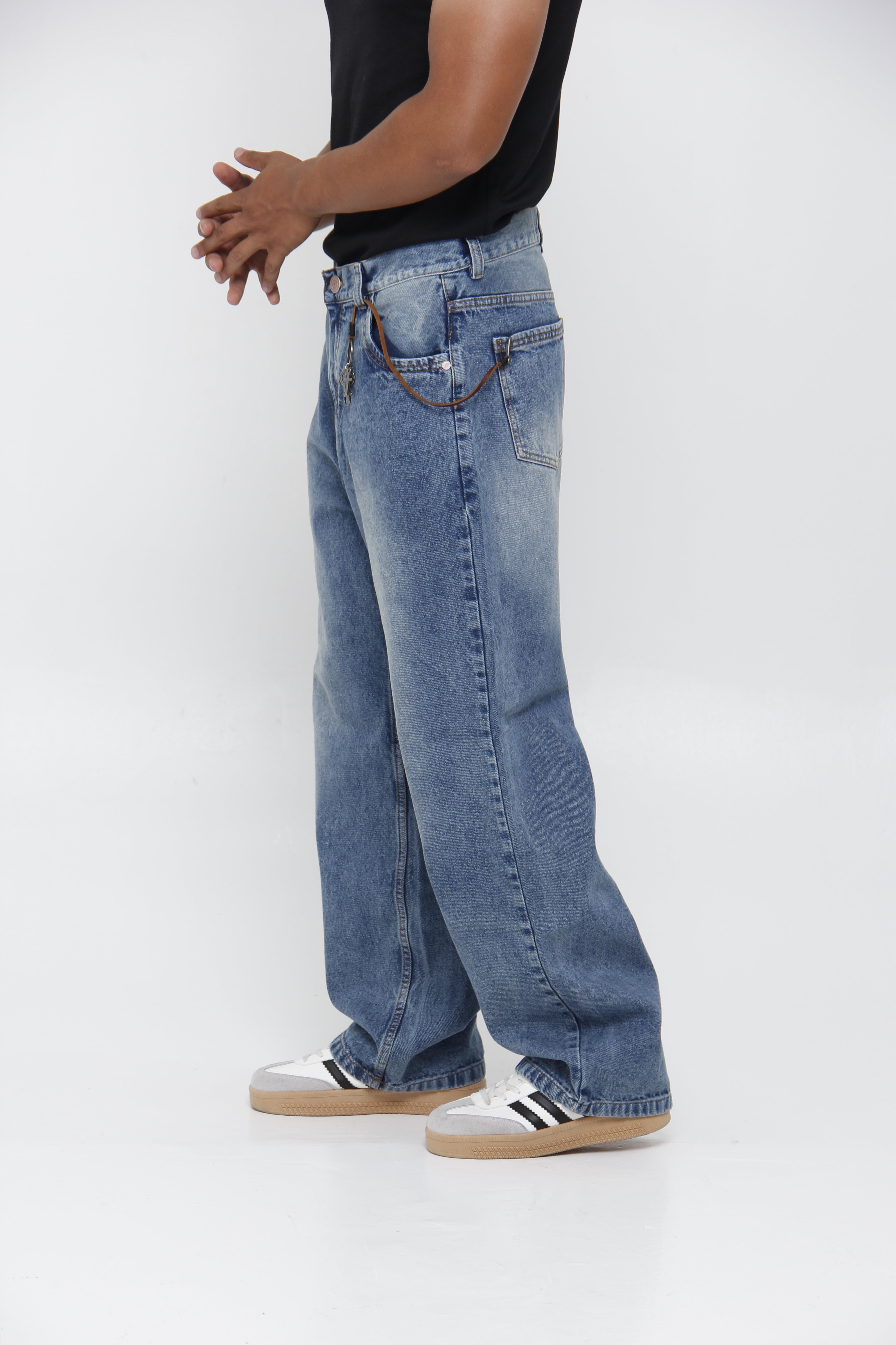 Jean Azul Acid Wash para Hombre - Corte Relaxed Fit Recto