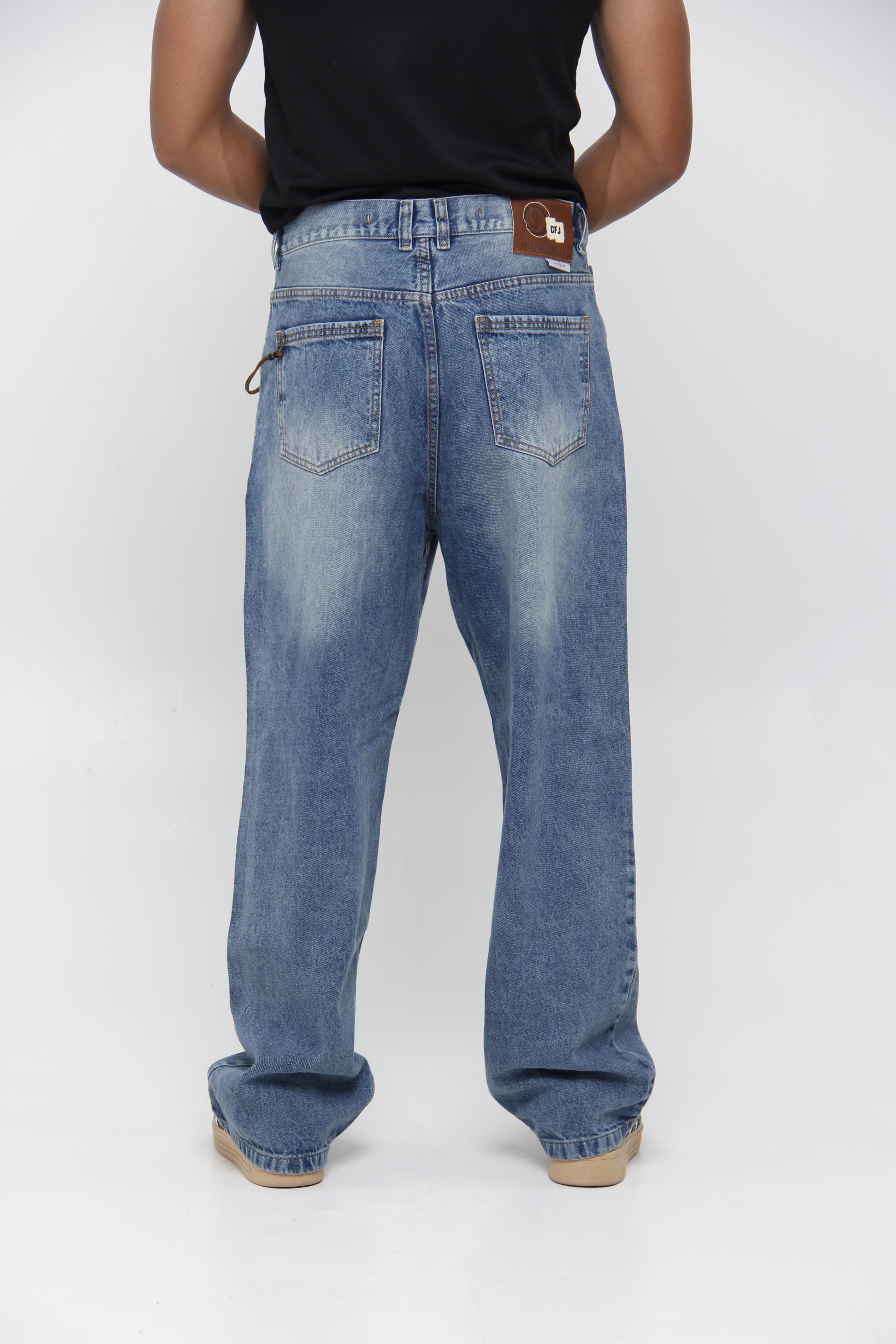 Jean Azul Acid Wash para Hombre - Corte Relaxed Fit Recto
