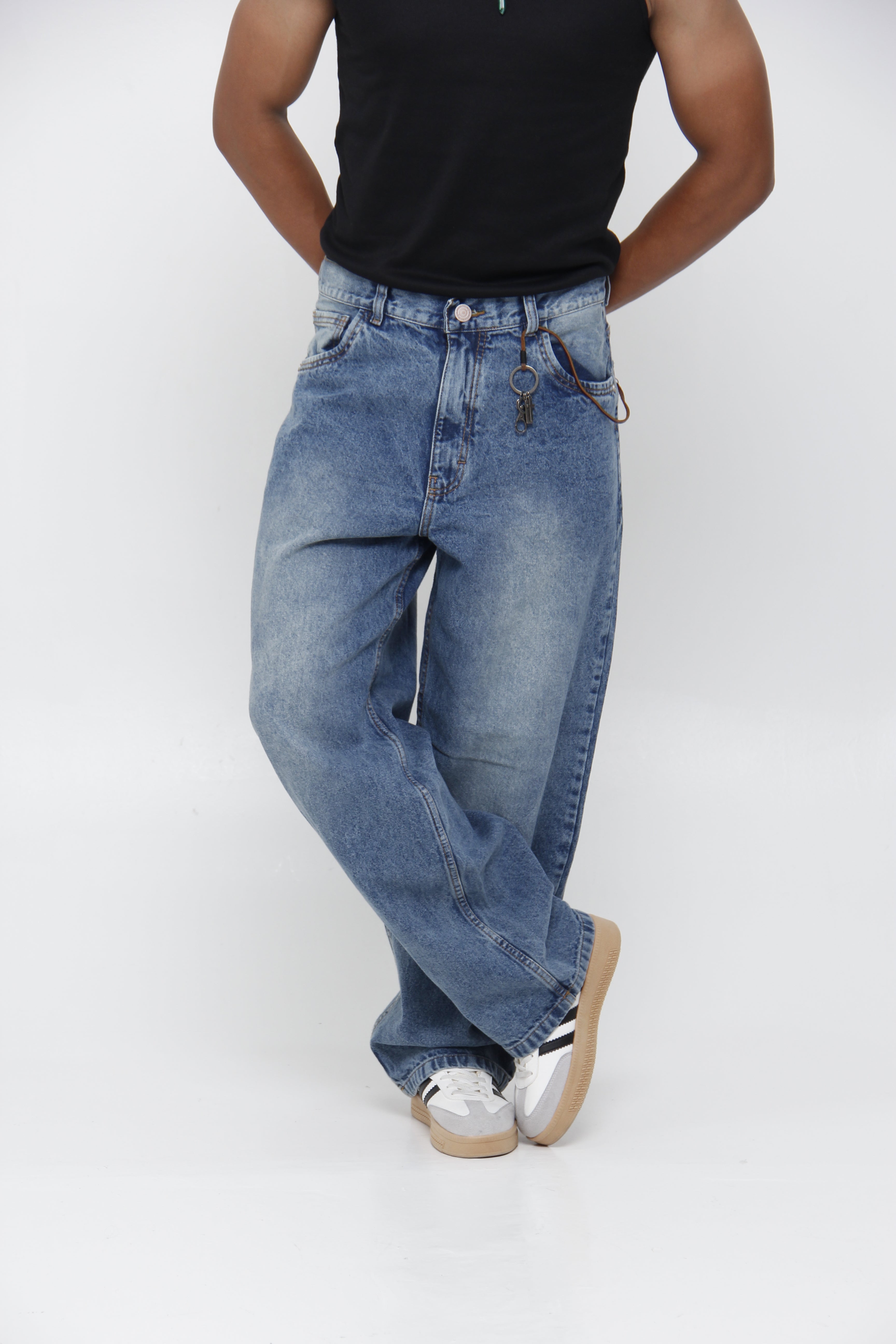 Jean Azul Acid Wash para Hombre - Corte Relaxed Fit Recto