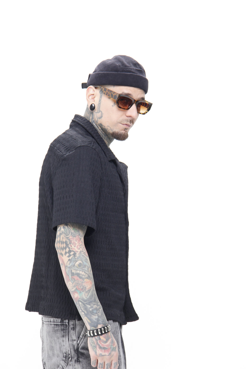 Camisa de Manga Corta con Textura en Relieve Boxy Fit