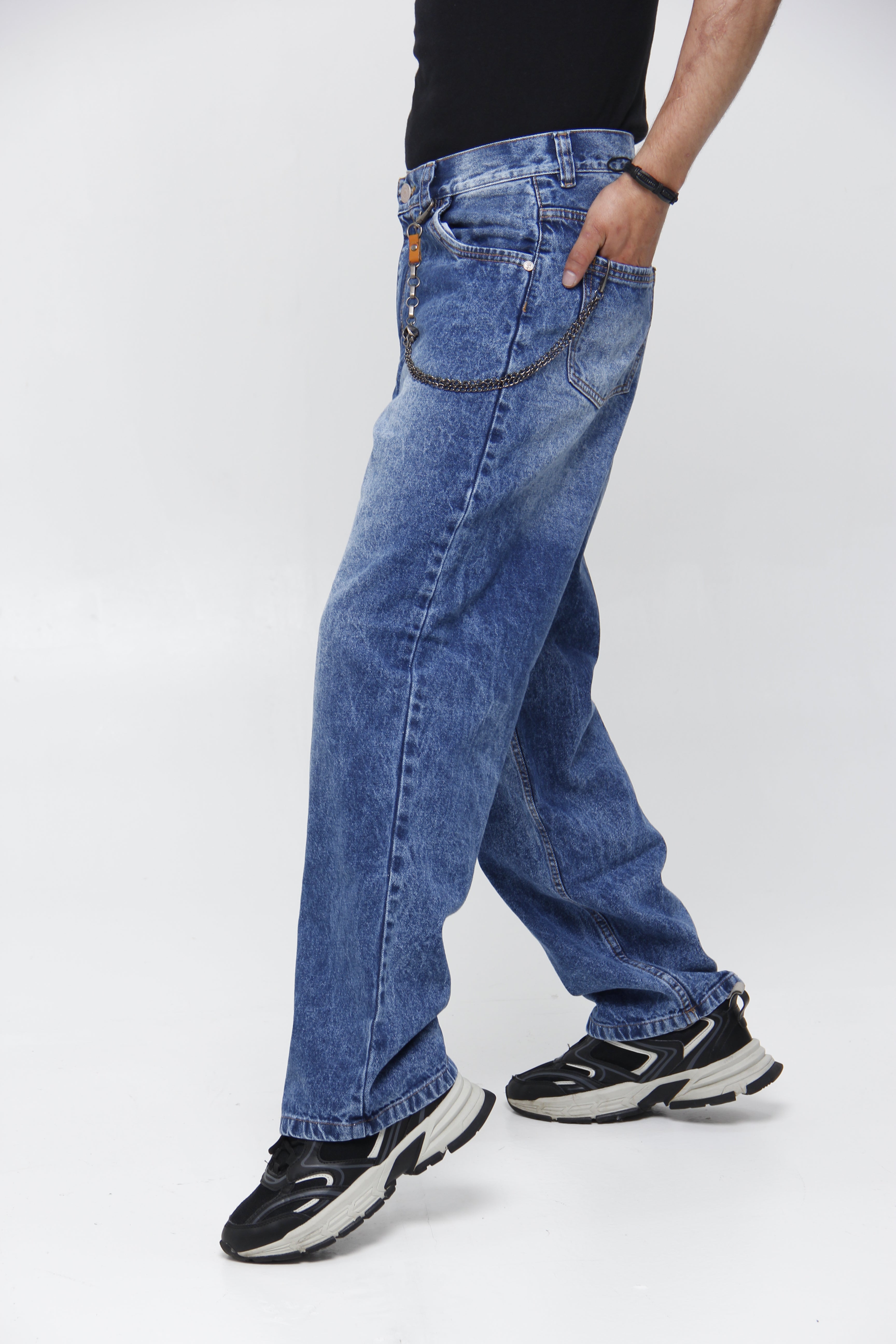Jean Azul Acid Wash para Hombre - Corte Relaxed Fit Recto