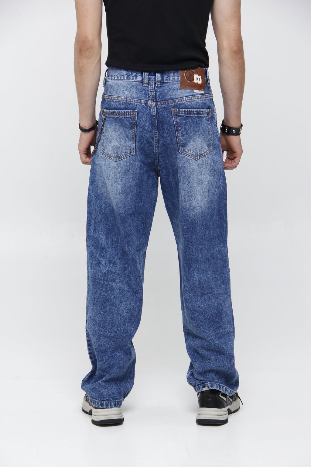 Jean Azul Acid Wash para Hombre - Corte Relaxed Fit Recto