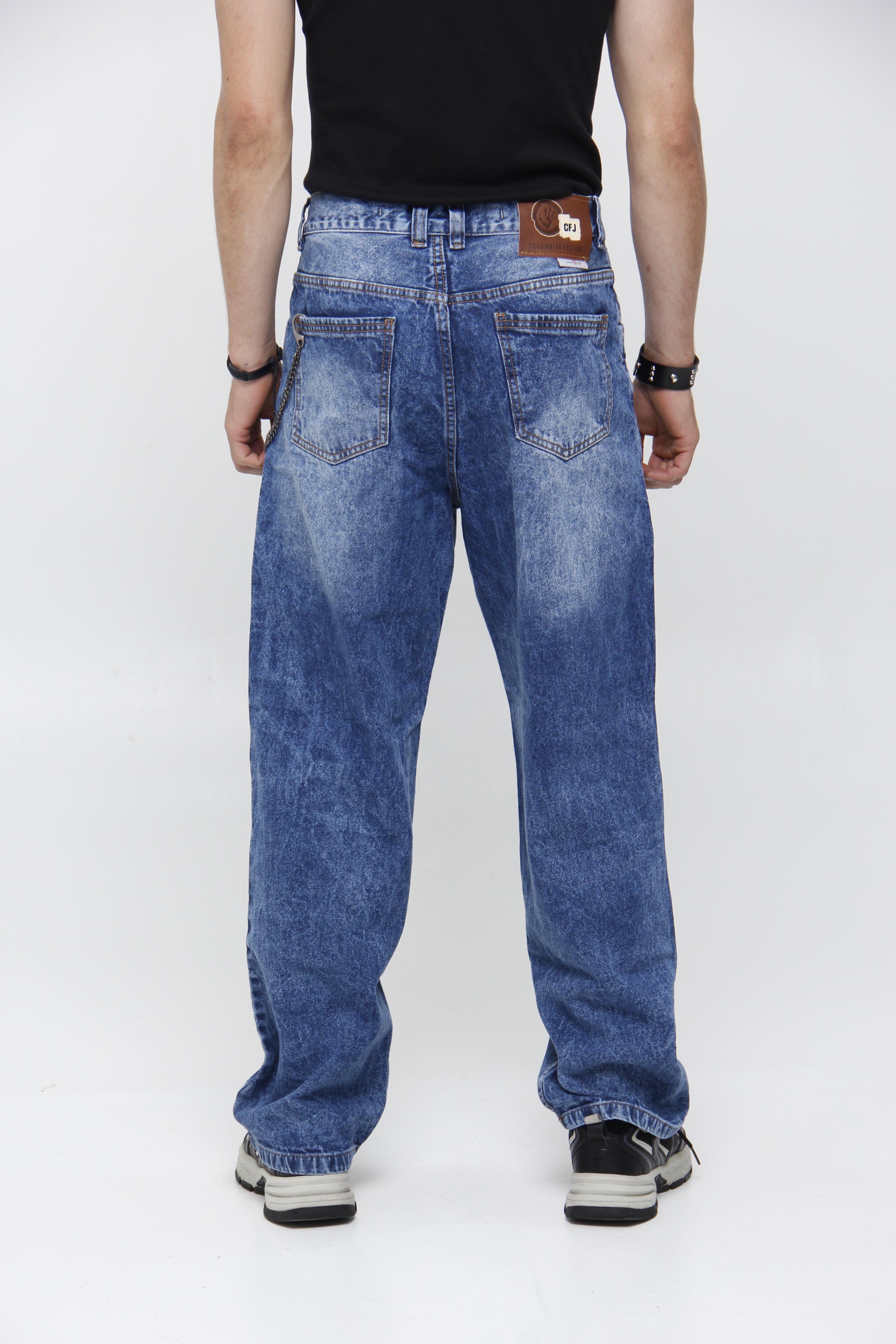 Jean Azul Acid Wash para Hombre - Corte Relaxed Fit Recto