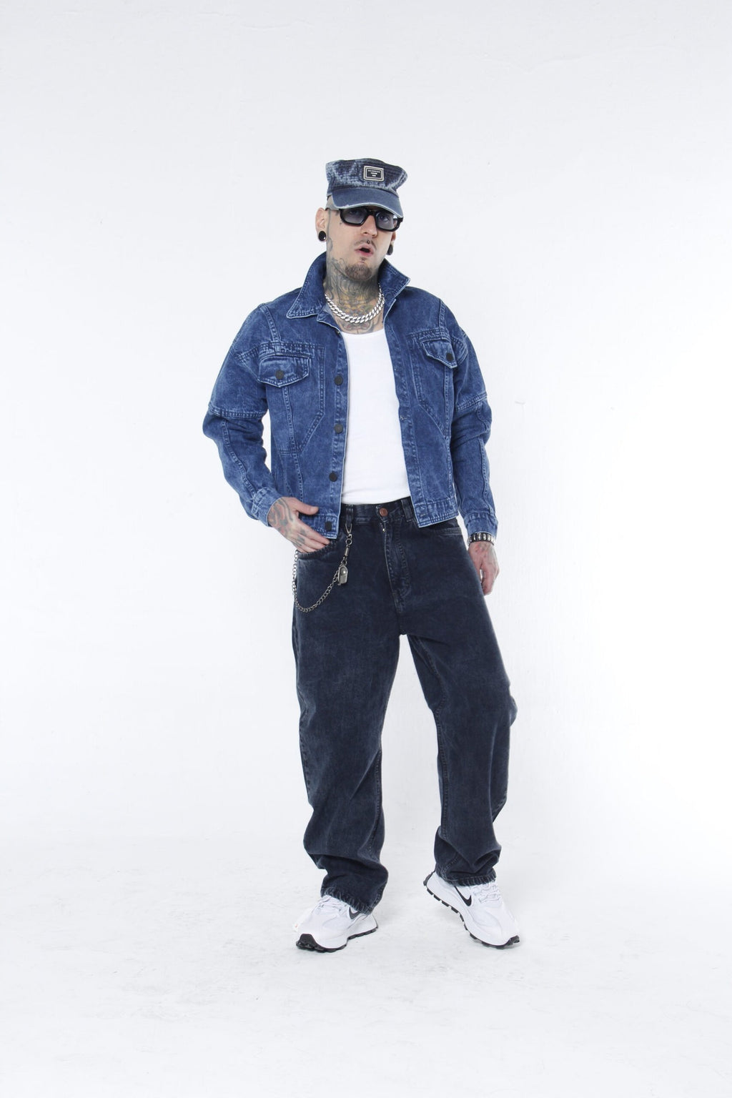 Jeans Hombre Baggy Fit - Negro Nevado (Acid Wash) Estilo Urbano