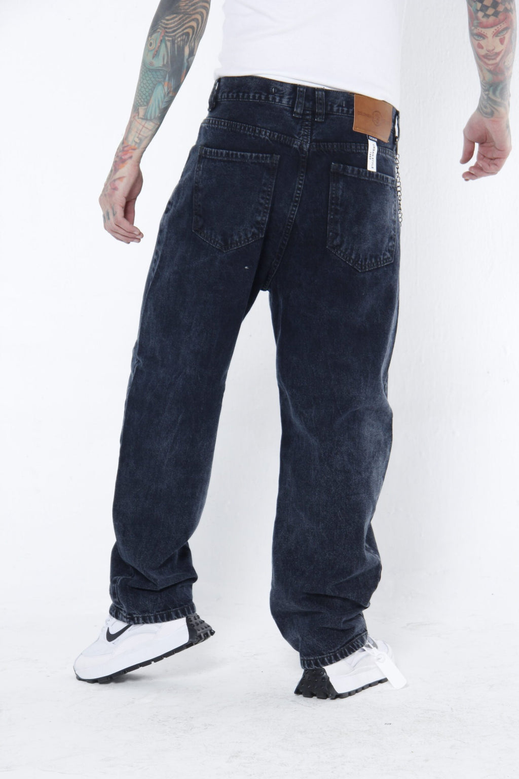 Jeans Hombre Baggy Fit - Negro Nevado (Acid Wash) Estilo Urbano